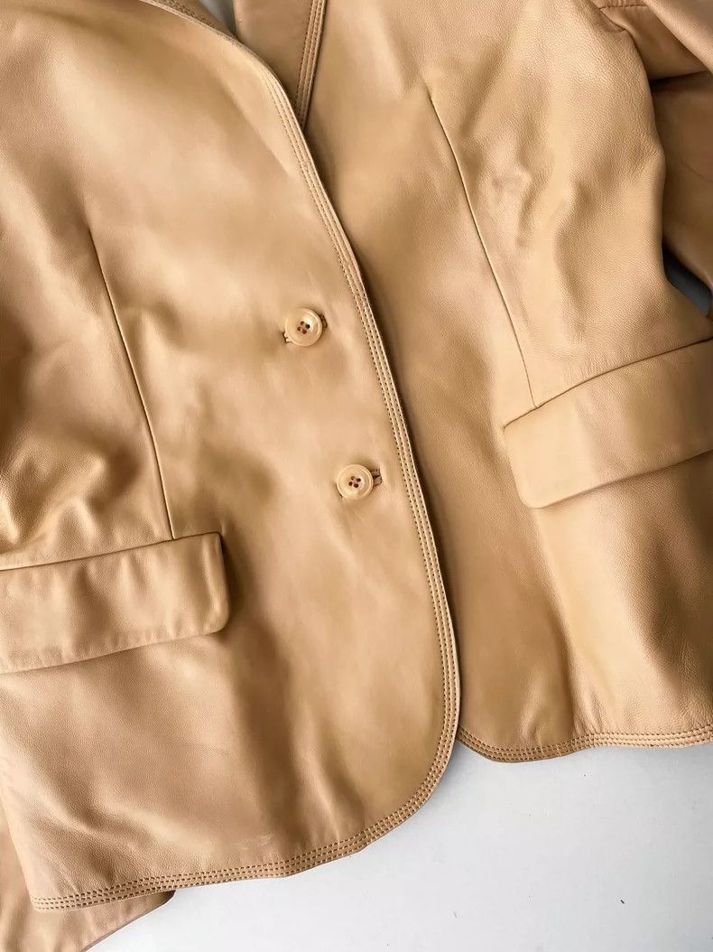 Balmain Balmain Vintage Beige Leather Jacket- DMC Size US XL / EU 56 / 4 - 5 Thumbnail