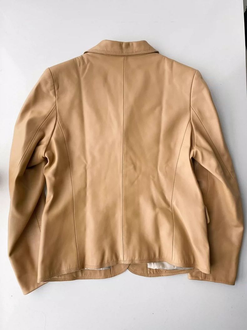 Balmain Balmain Vintage Beige Leather Jacket- DMC Size US XL / EU 56 / 4 - 7 Thumbnail