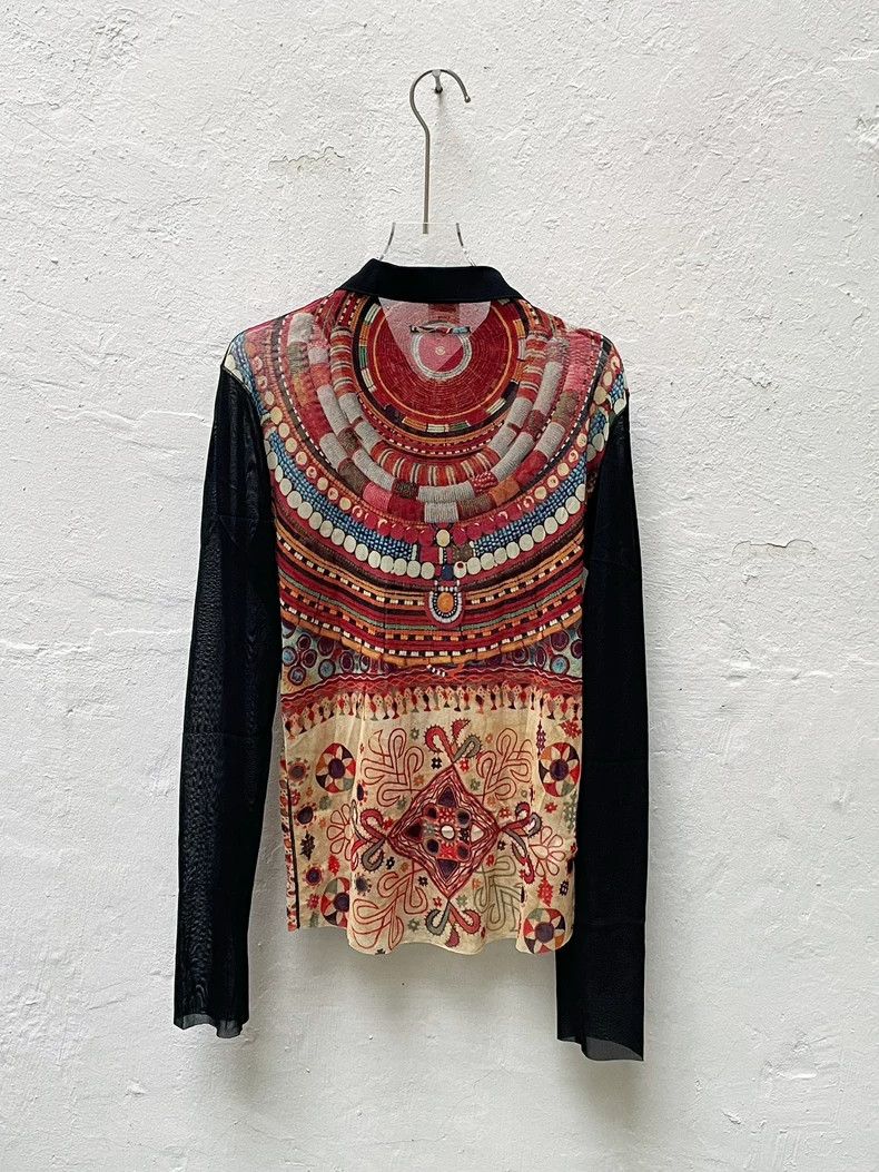 Jean Paul Gaultier Ethnic Print Mesh Shirt- DMC