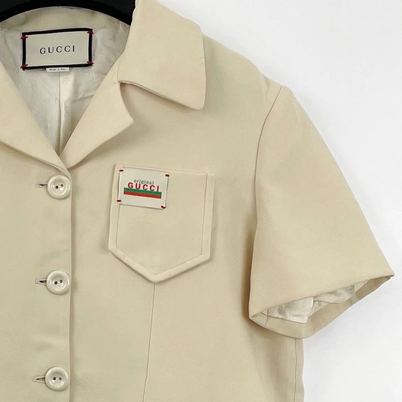 Gucci Gucci Short Beige Jacket with Logo Embroidery- DMC Size US S / EU 44-46 / 1 - 5 Thumbnail
