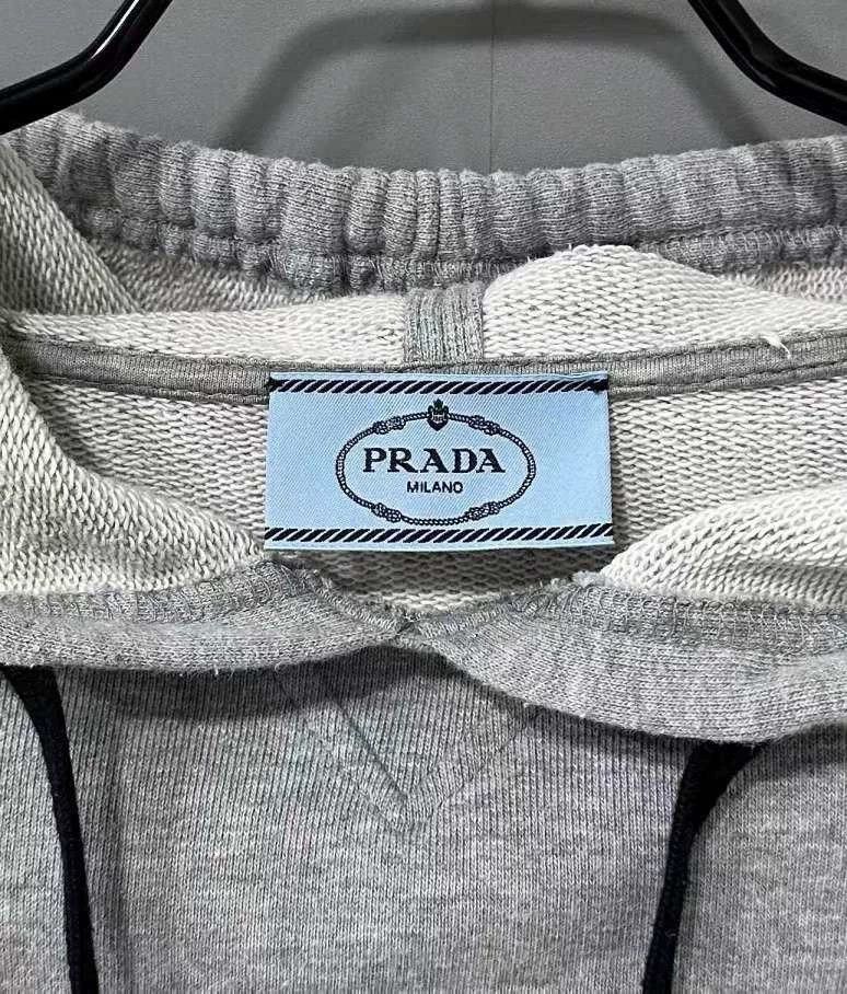 Prada Gray Cropped Hoodie from PRADA- DMC Size US XS / EU 42 / 0 - 4 Thumbnail