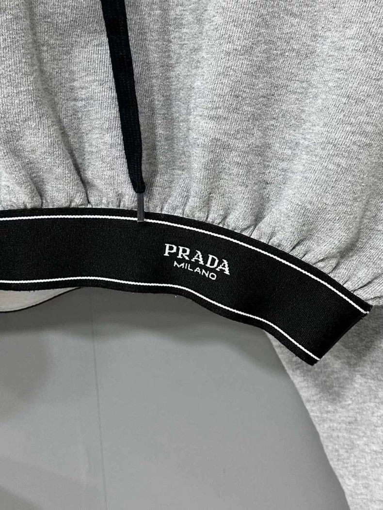 Prada Gray Cropped Hoodie from PRADA- DMC Size US XS / EU 42 / 0 - 5 Thumbnail