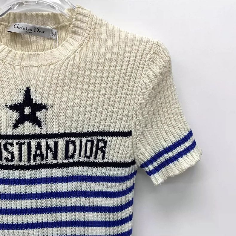 Dior Christian Dior Striped Cotton Short Sleeve Knit Top- DMC Size US XS / EU 42 / 0 - 3 Thumbnail