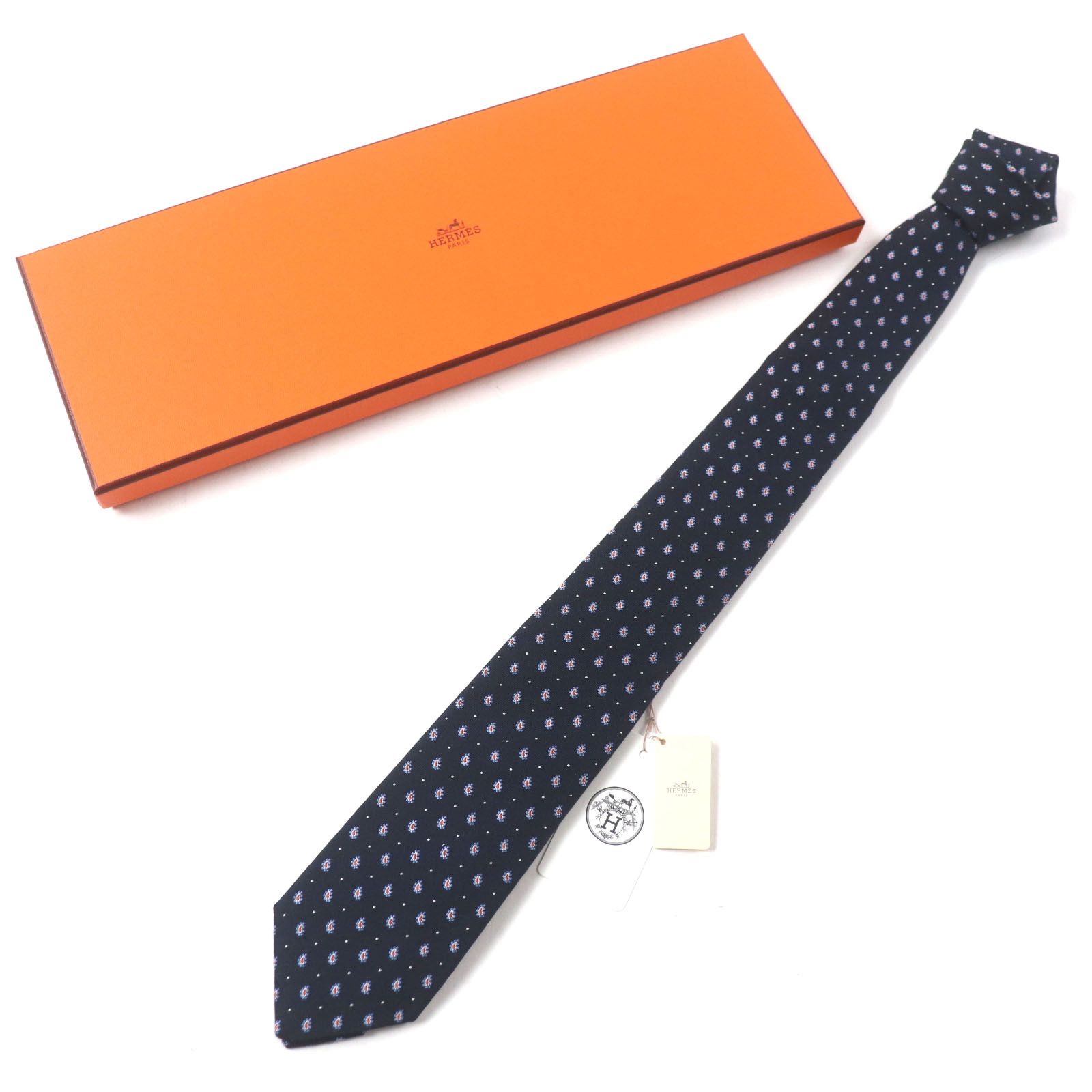 Hermes Hermes Hermes Cravat Paisley Dot Silk Cotton Tie Cotton Necktie DUTY FREE for USA Size ONE SIZE - 2 Thumbnail