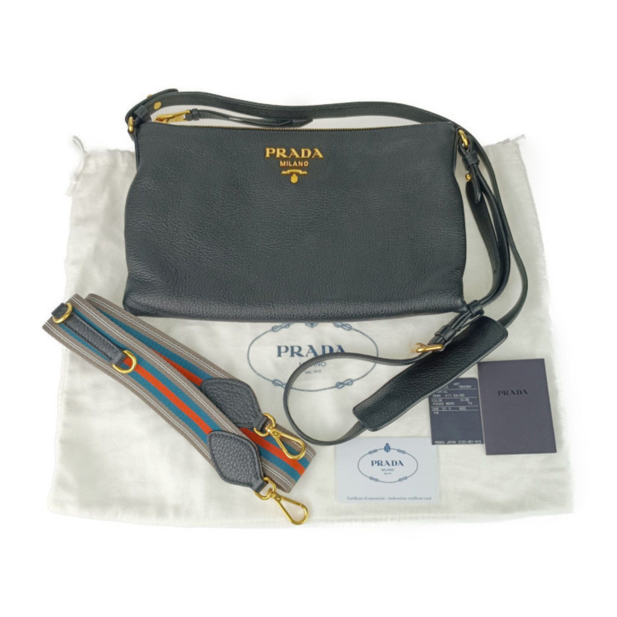 Prada Prada Shoulder Bag Crossbody 1BH050 Black VIT.DAINO Leather Women's with Replacement Strap Size ONE SIZE - 10 Thumbnail