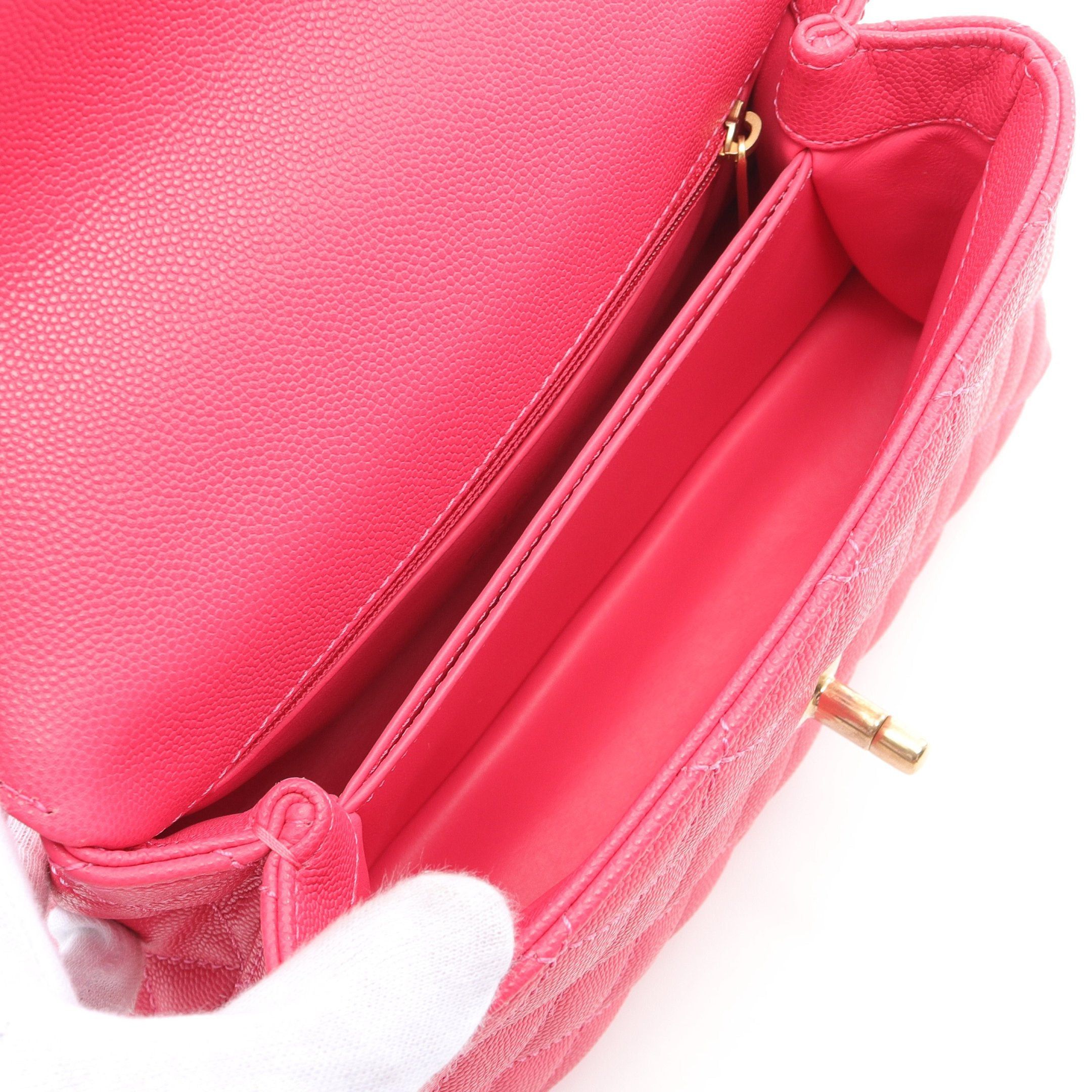 Chanel Chanel Coco Handle Flap Matelasse Handbag Caviar Skin Pink Gold Hardware Size ONE SIZE - 3 Thumbnail