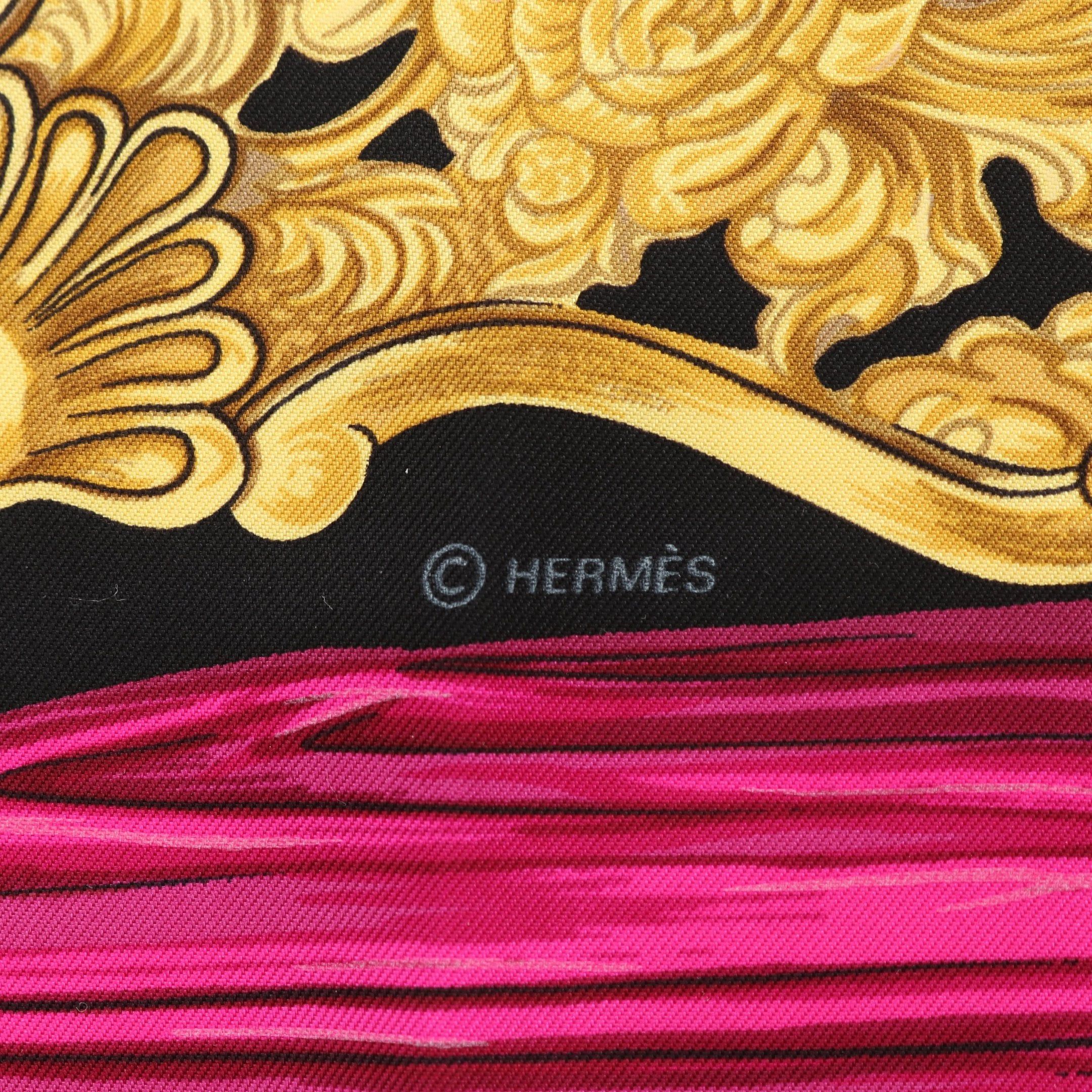 Hermes Hermes Carres 90 Etriers Scarf Silk Black Pink Purple Multicolor Size ONE SIZE - 2 Thumbnail