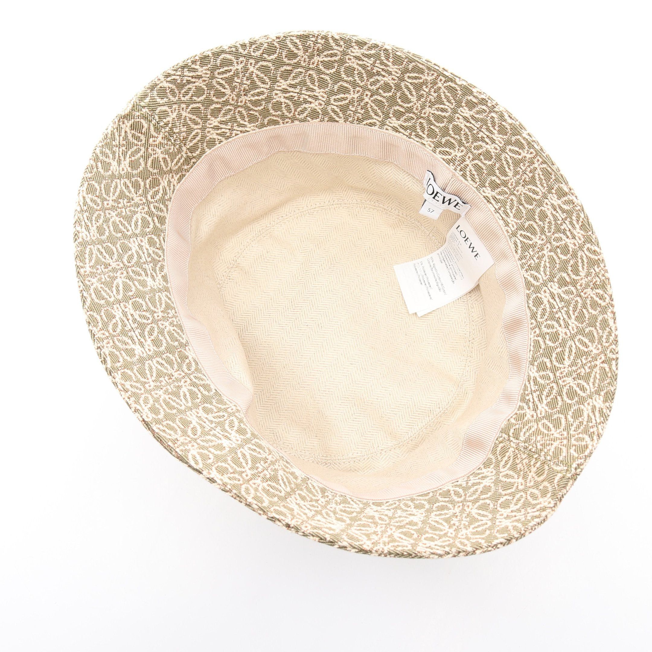 Loewe Loewe Anagram Jacquard Bucket Hat Cotton Khaki Green Beige Size ONE SIZE - 3 Thumbnail
