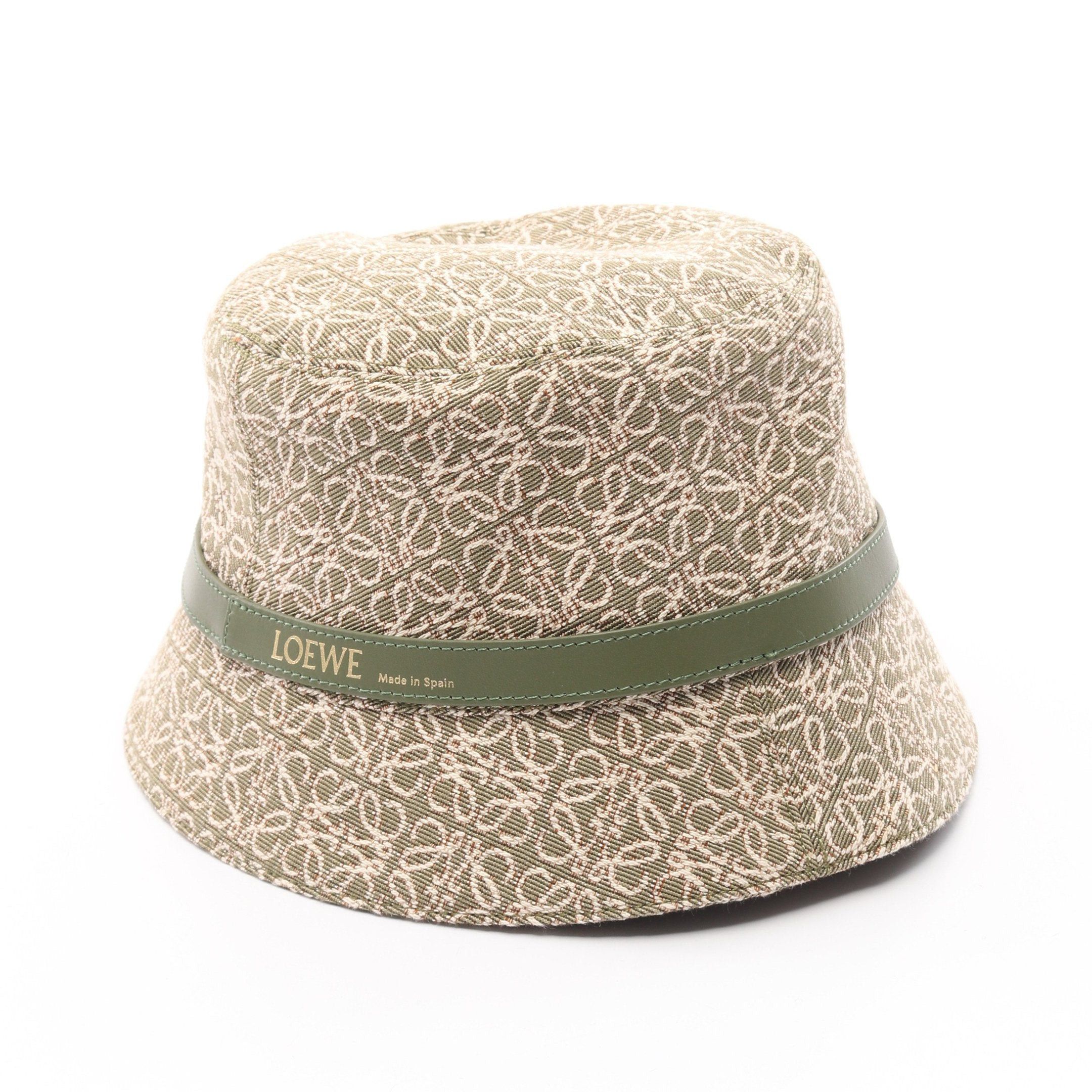 Loewe Loewe Anagram Jacquard Bucket Hat Cotton Khaki Green Beige Size ONE SIZE - 2 Thumbnail