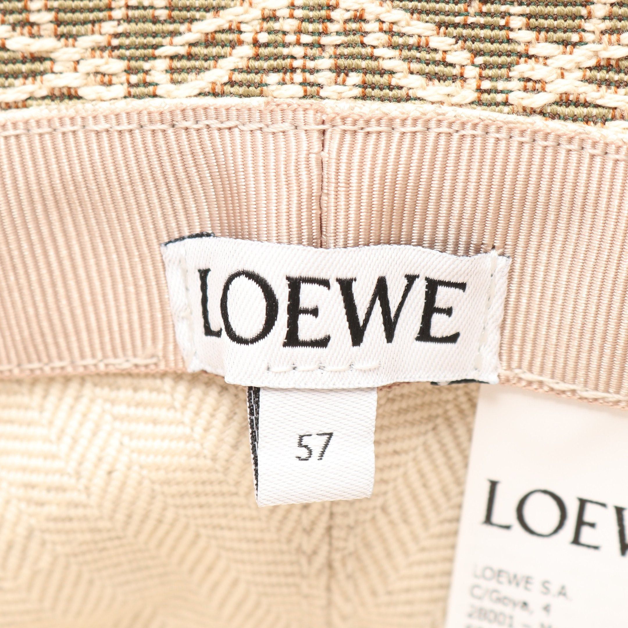 Loewe Loewe Anagram Jacquard Bucket Hat Cotton Khaki Green Beige Size ONE SIZE - 4 Thumbnail