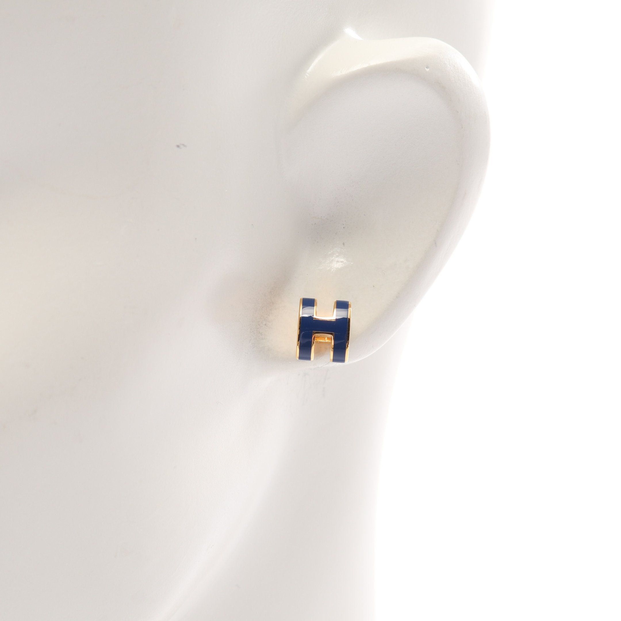 Hermes Hermes Mini Pop H Earrings Gp Gold Blue Size ONE SIZE - 4 Thumbnail
