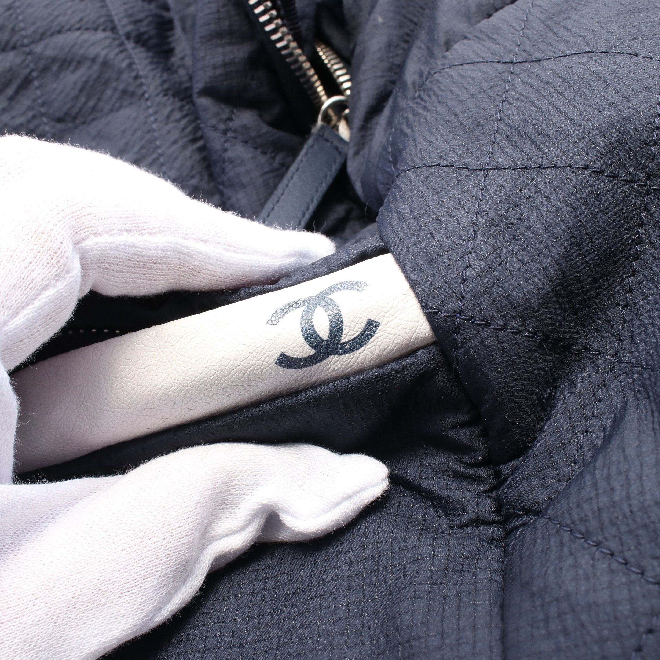 Chanel Chanel Matelasse Backpack Rucksack Nylon Leather Navy White Silver Hardware Size ONE SIZE - 6 Thumbnail