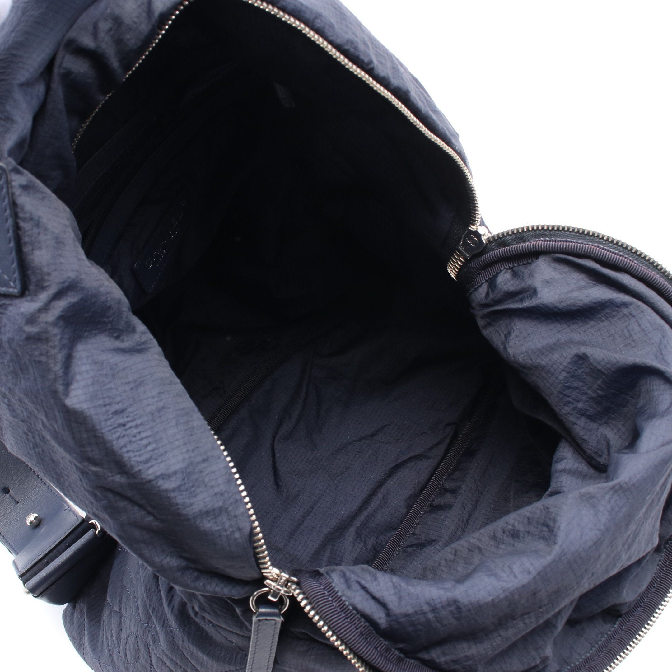 Chanel Chanel Matelasse Backpack Rucksack Nylon Leather Navy White Silver Hardware Size ONE SIZE - 3 Thumbnail