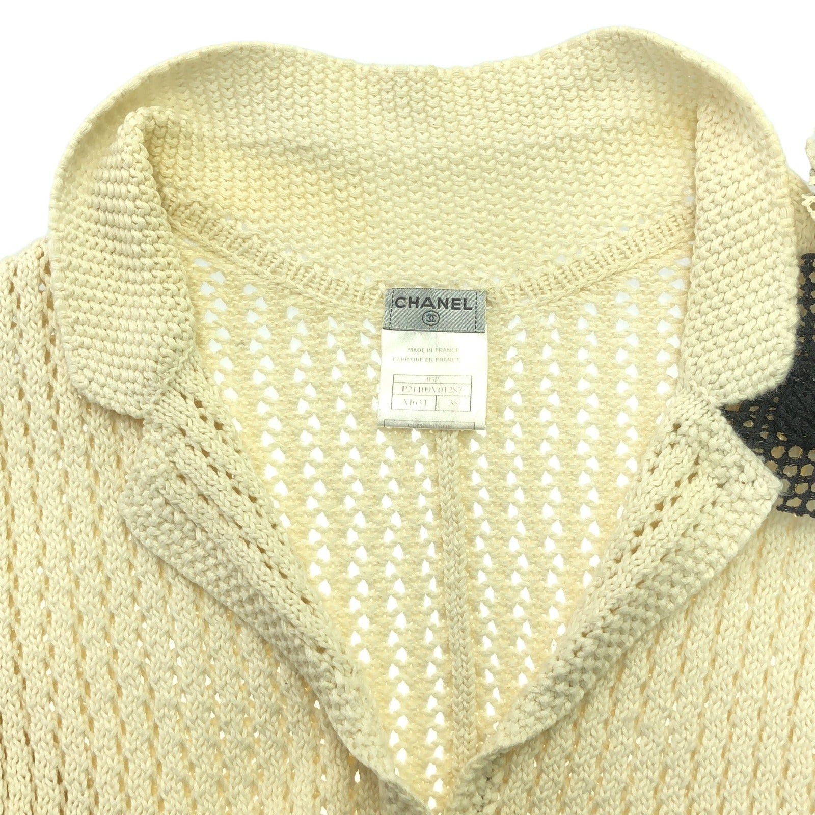 Chanel Chanel Knitted Jacket Knit Cotton Ivory Size ONE SIZE - 9 Thumbnail