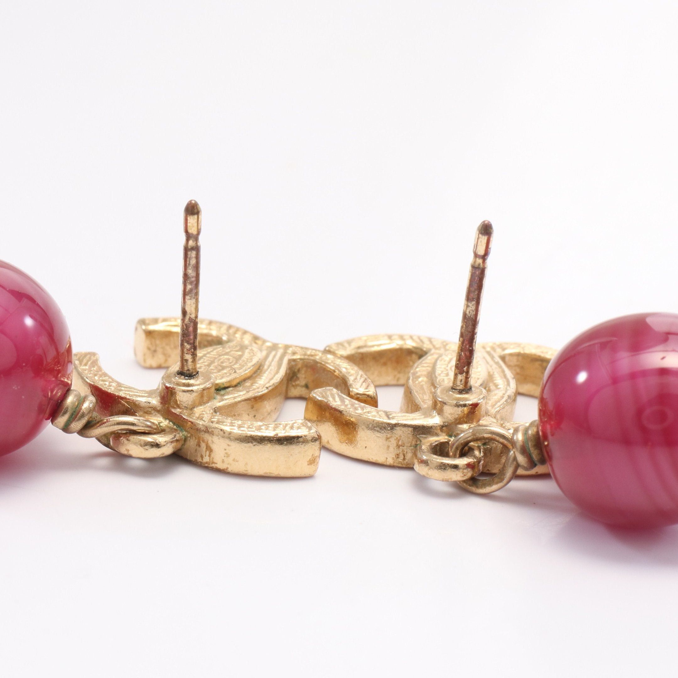 Chanel Chanel Coco Mark Earrings Gp Colored Stones Gold Pink 07A Size ONE SIZE - 5 Thumbnail
