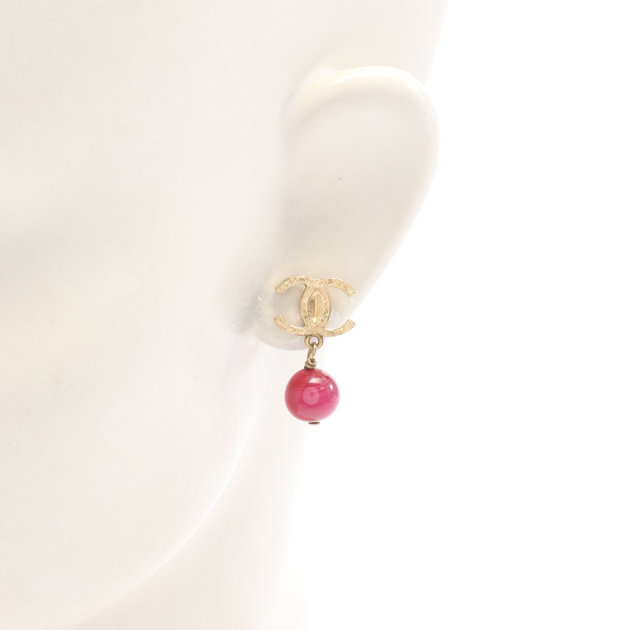 Chanel Chanel Coco Mark Earrings Gp Colored Stones Gold Pink 07A Size ONE SIZE - 4 Thumbnail