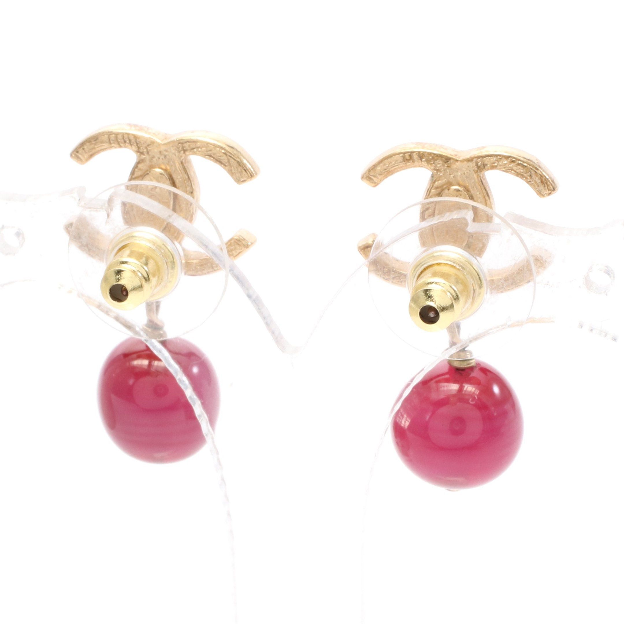 Chanel Chanel Coco Mark Earrings Gp Colored Stones Gold Pink 07A Size ONE SIZE - 2 Thumbnail