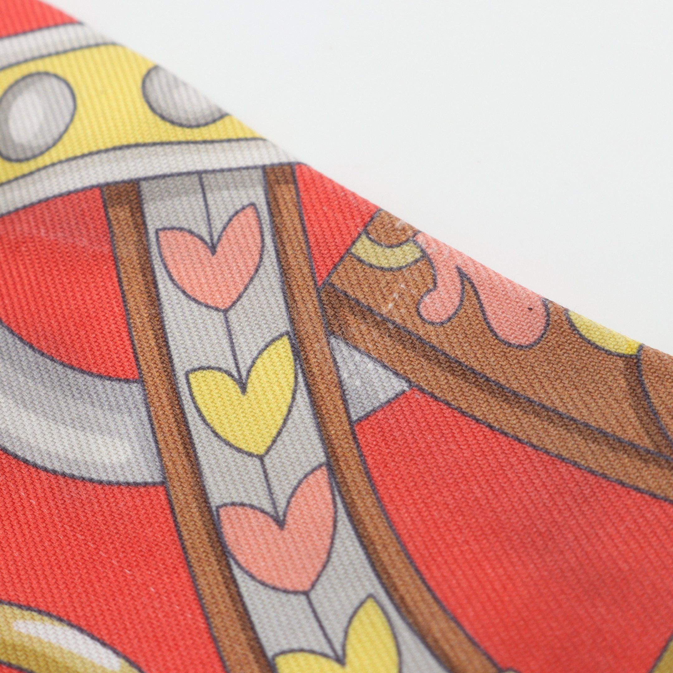 Hermes Hermes Twilly Harnais De Coeur Ribbon Scarf Silk Orange Red Multicolor Size ONE SIZE - 8 Thumbnail