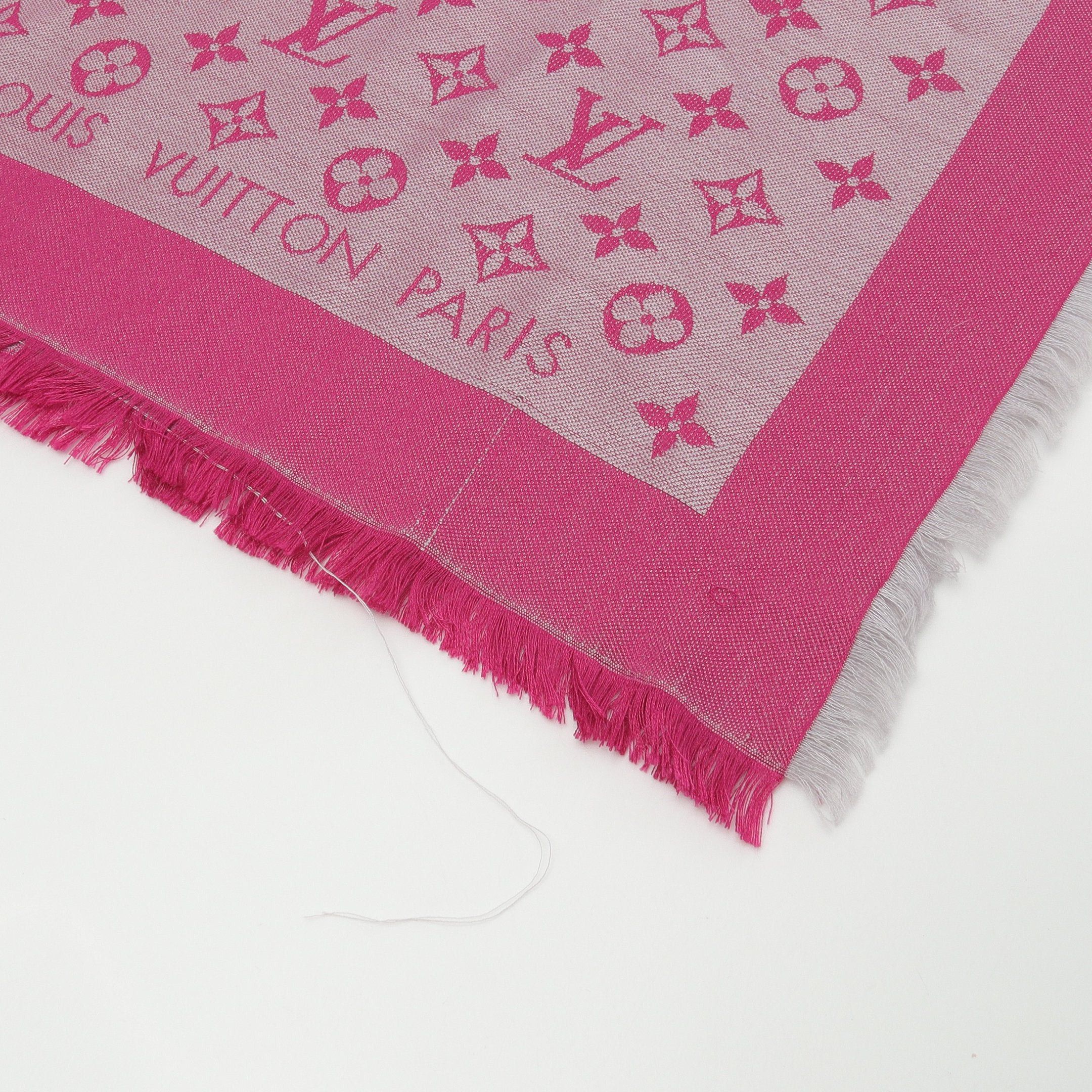 Louis Vuitton Louis Vuitton Monogram Shawl Stall Silk Wool Pink Purple Size ONE SIZE - 3 Thumbnail
