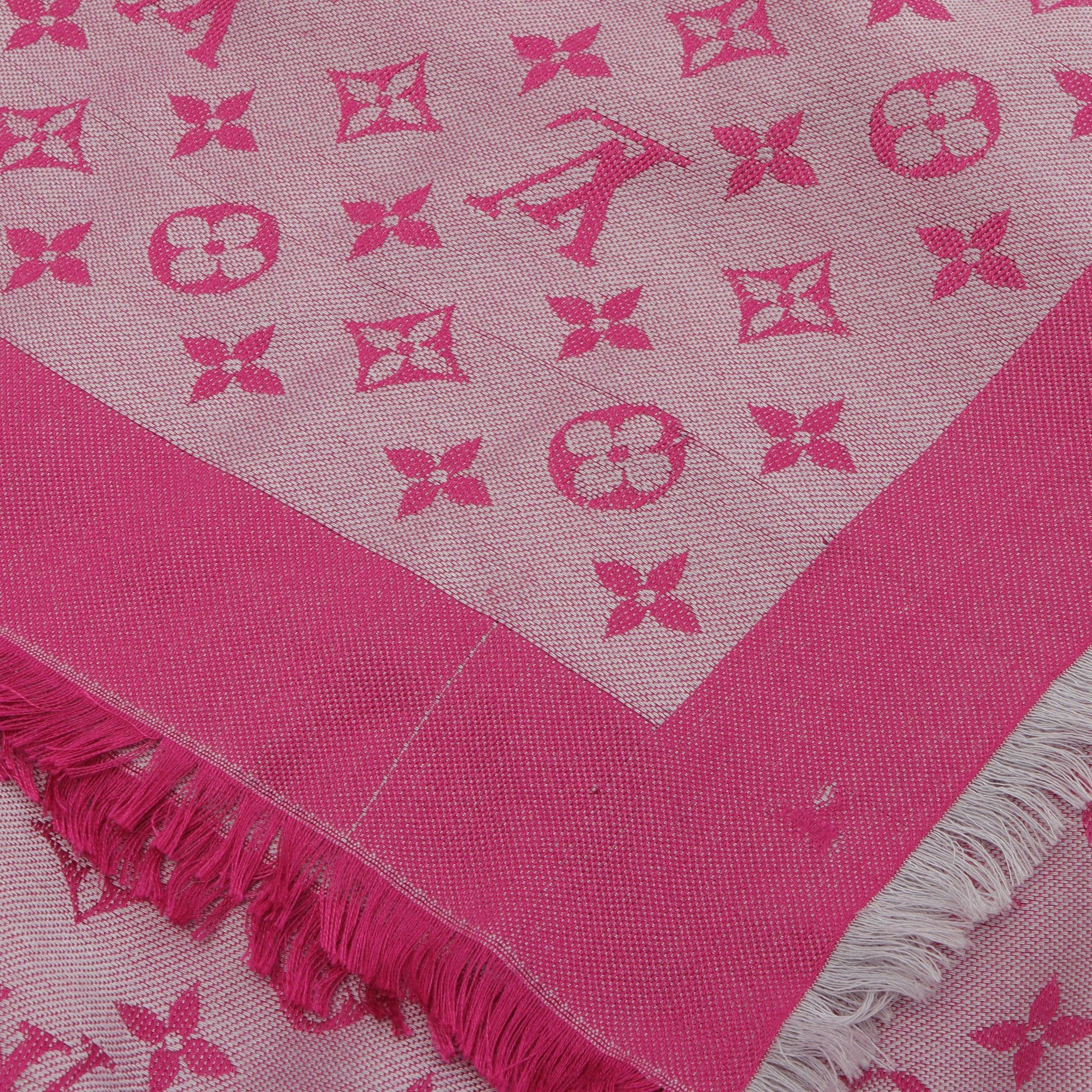 Louis Vuitton Louis Vuitton Monogram Shawl Stall Silk Wool Pink Purple Size ONE SIZE - 6 Thumbnail