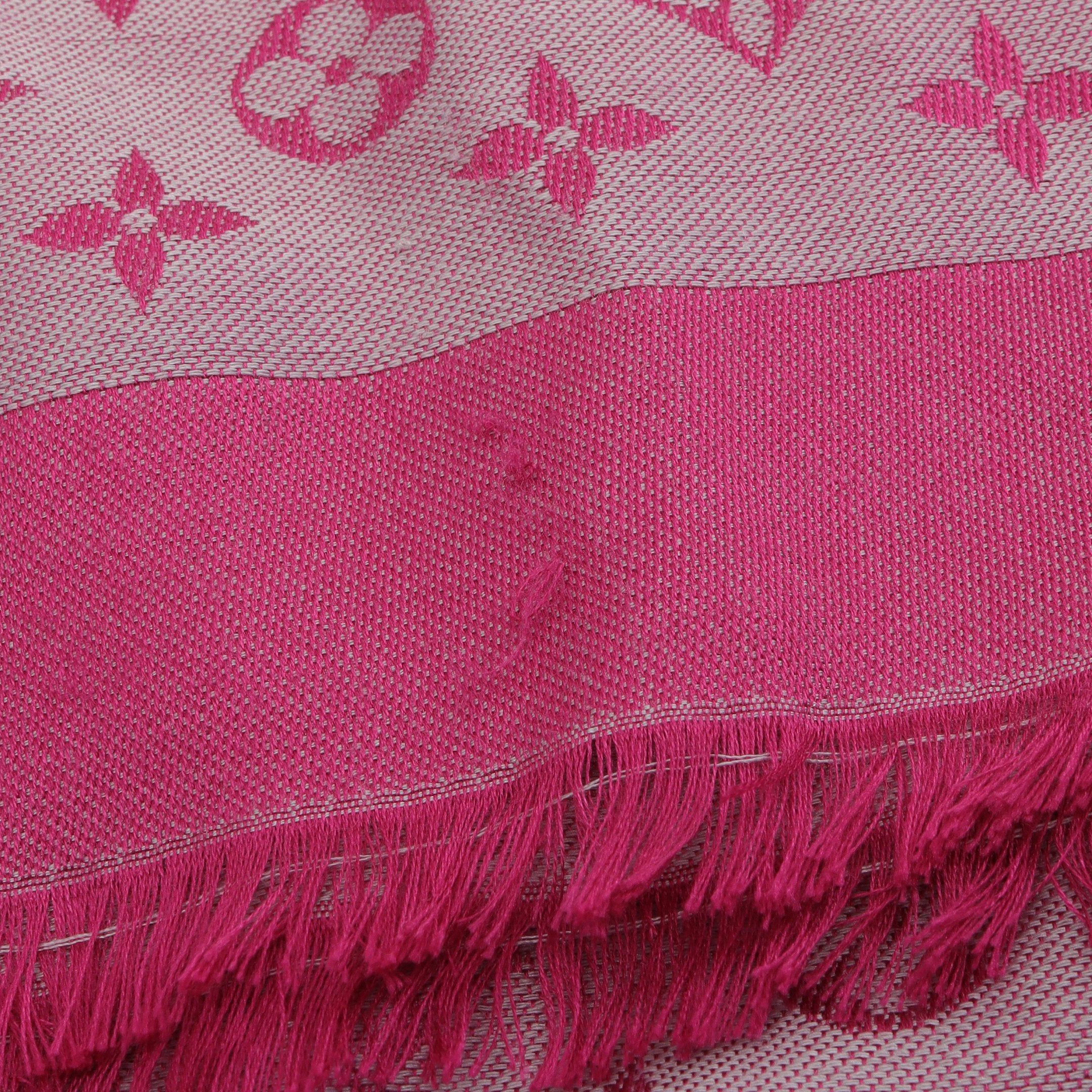Louis Vuitton Louis Vuitton Monogram Shawl Stall Silk Wool Pink Purple Size ONE SIZE - 4 Thumbnail