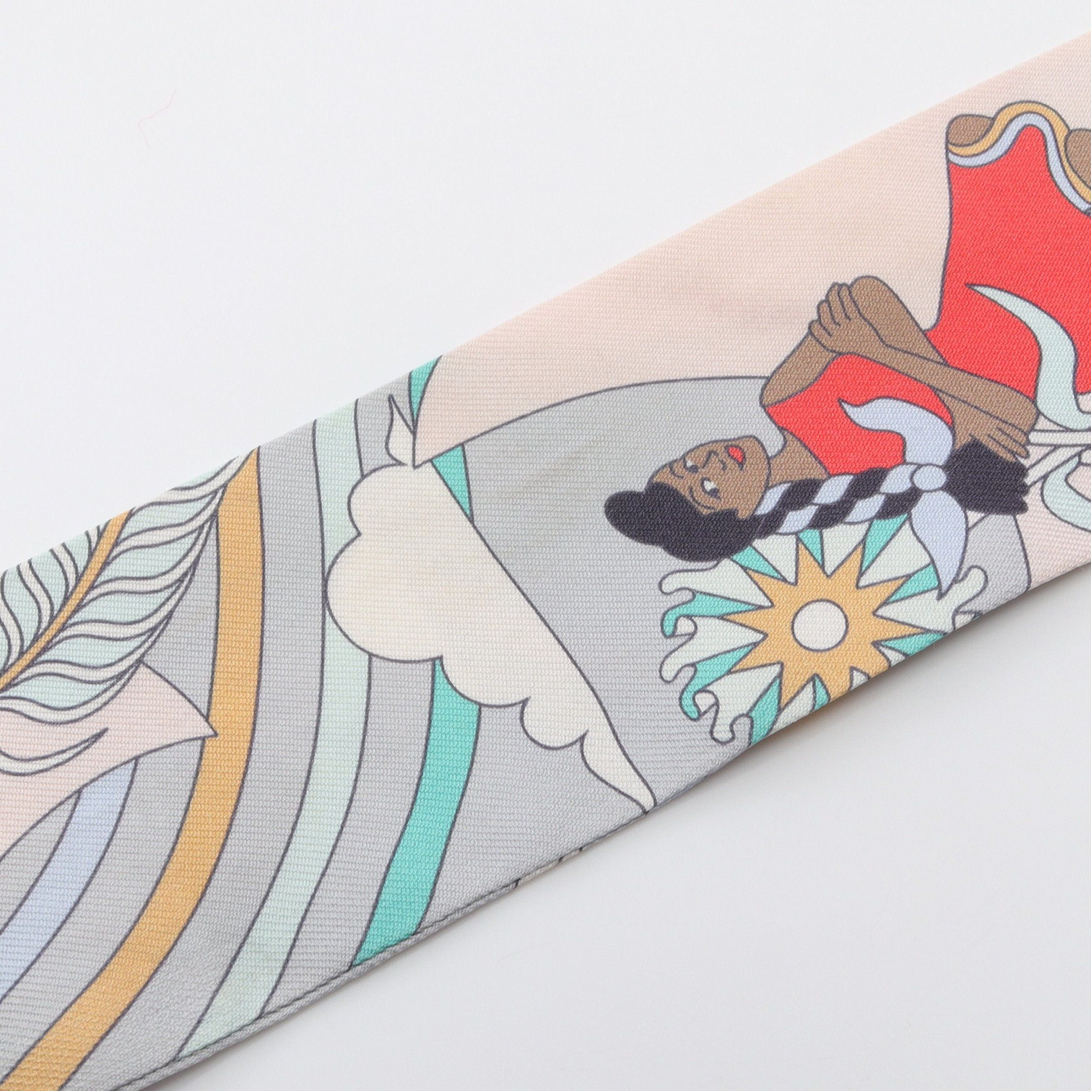 Hermes Hermes Twilly Carres Volants Ribbon Scarf Silk Light Pink Multicolor Size ONE SIZE - 6 Thumbnail