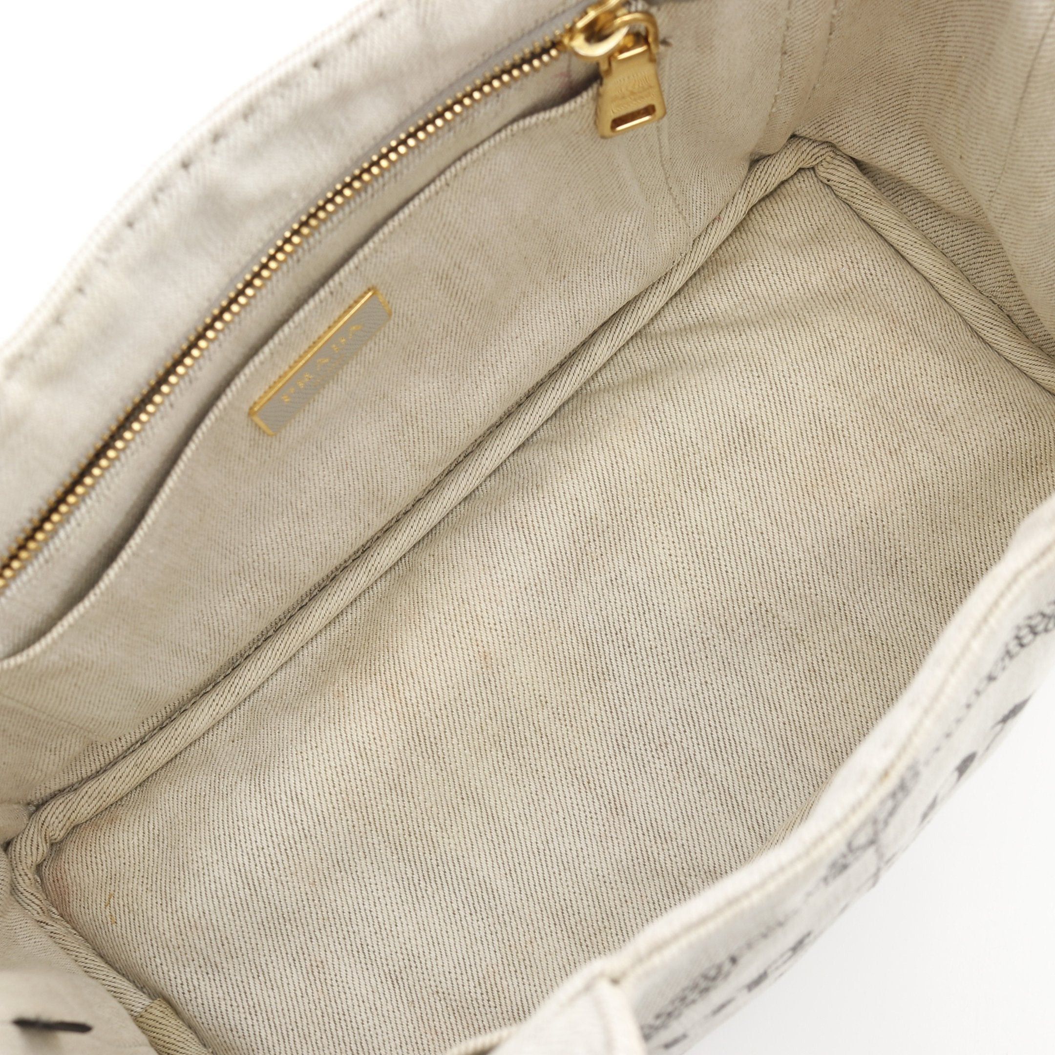 Prada Prada Canapa Kanapa Handbag Tote Bag Canvas Light Gray Size ONE SIZE - 3 Thumbnail