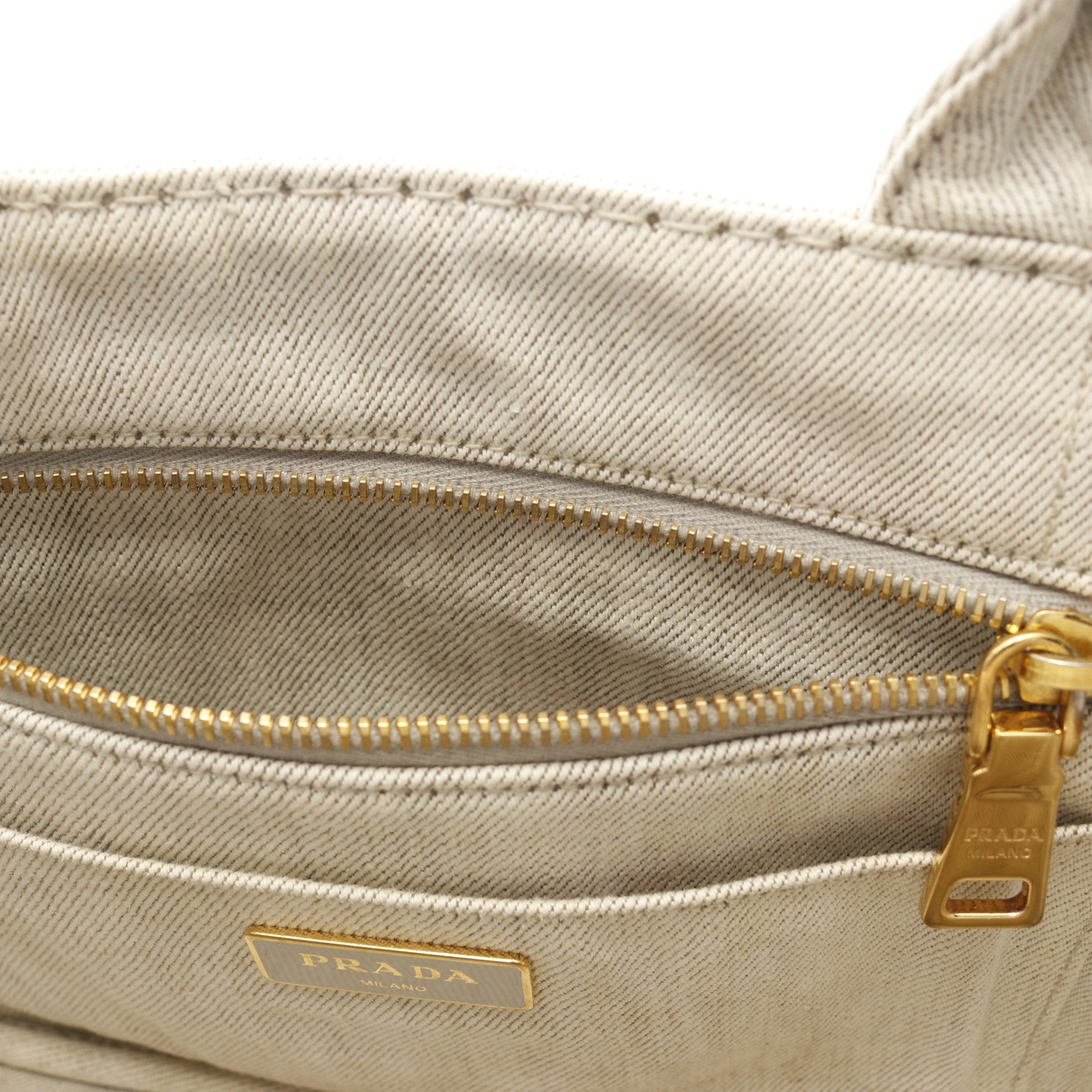 Prada Prada Canapa Kanapa Handbag Tote Bag Canvas Light Gray Size ONE SIZE - 13 Thumbnail