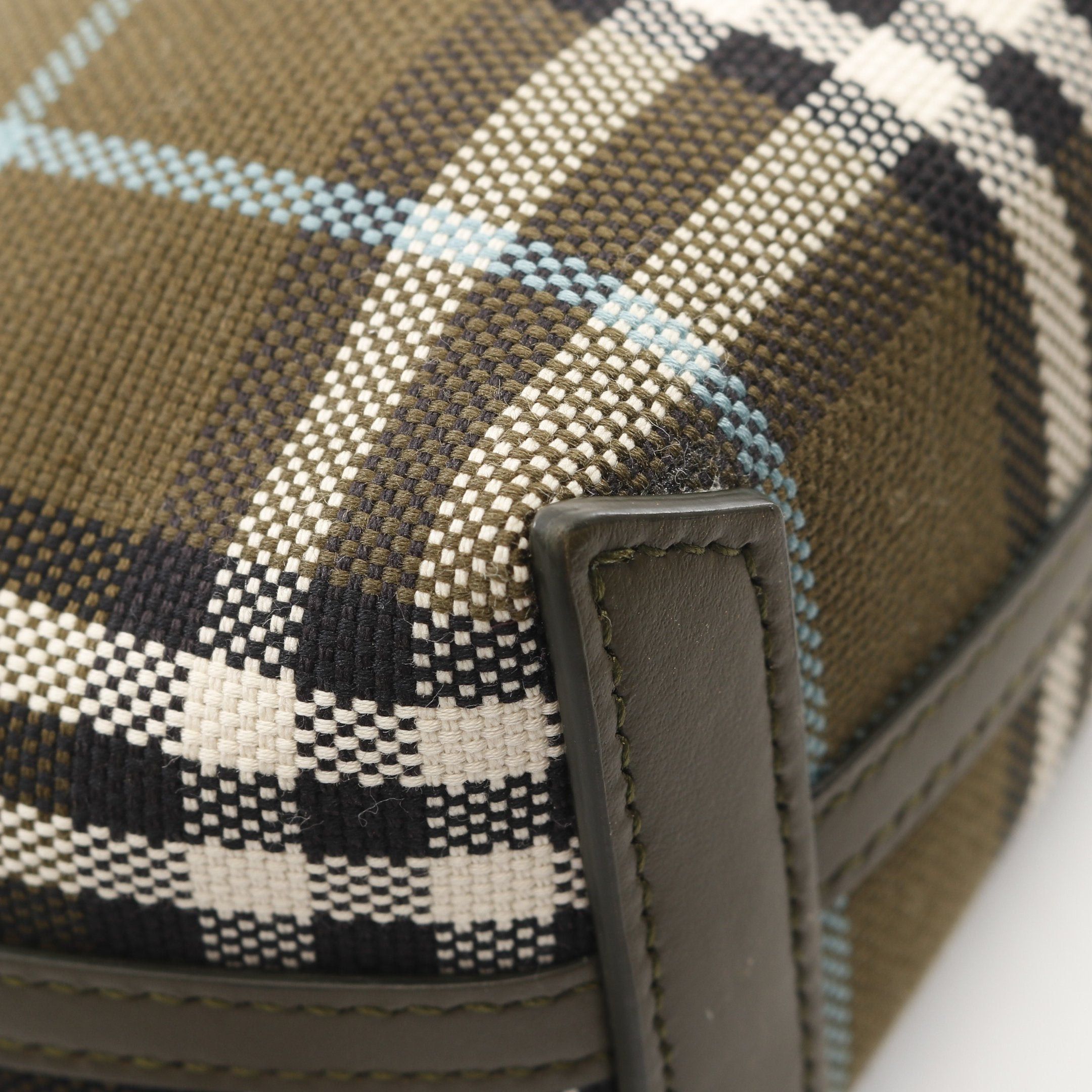 Burberry Burberry Mini London Check Bucket Bag Handbag Canvas Leather Khaki Green Multicolor Size ONE SIZE - 5 Thumbnail