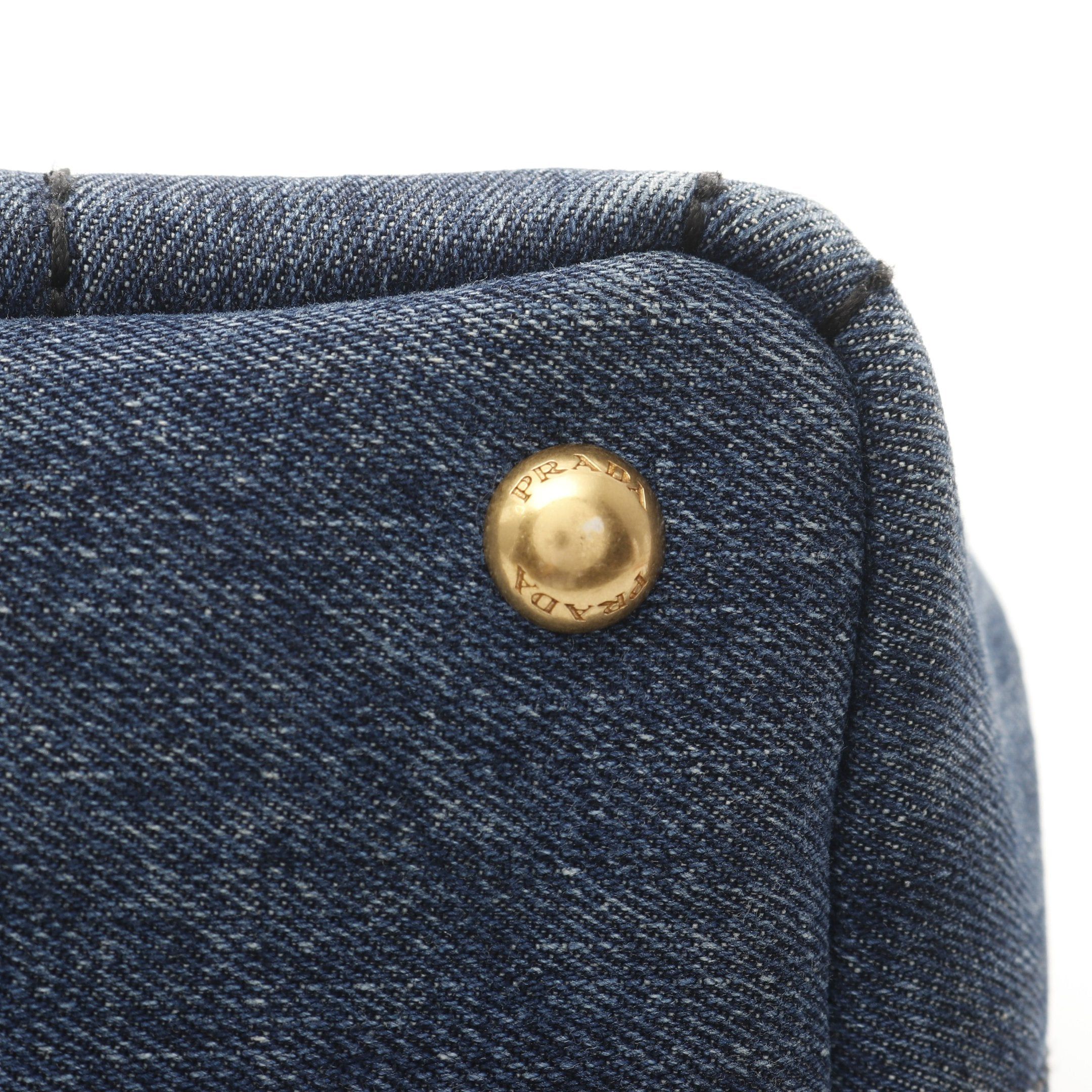 Prada Prada Canapa Kanapa Mini Handbag Tote Bag Denim Indigo Blue Size ONE SIZE - 9 Thumbnail