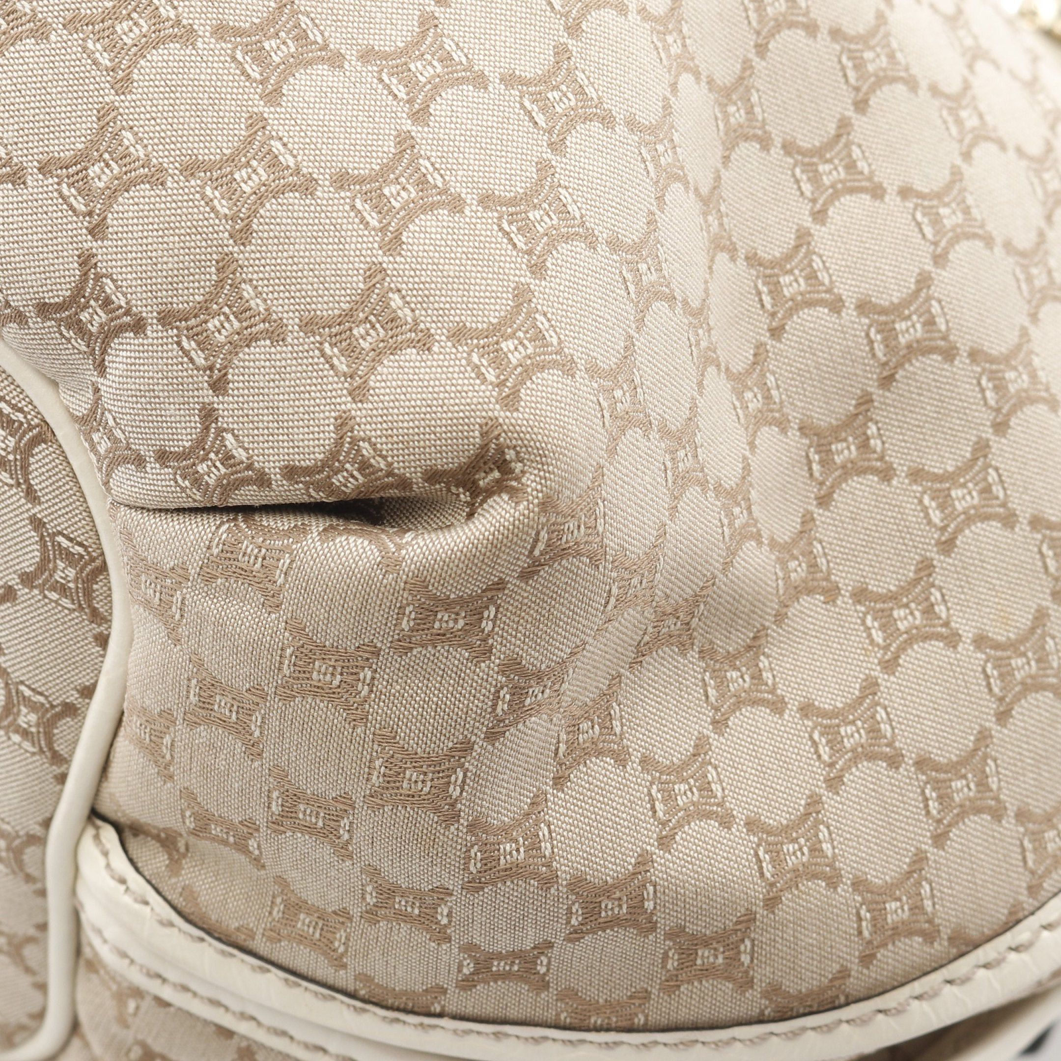 Celine Celine Bitter Sweet Macadam Handbag Canvas Leather Beige Off White Croc Embossed Size ONE SIZE - 5 Thumbnail