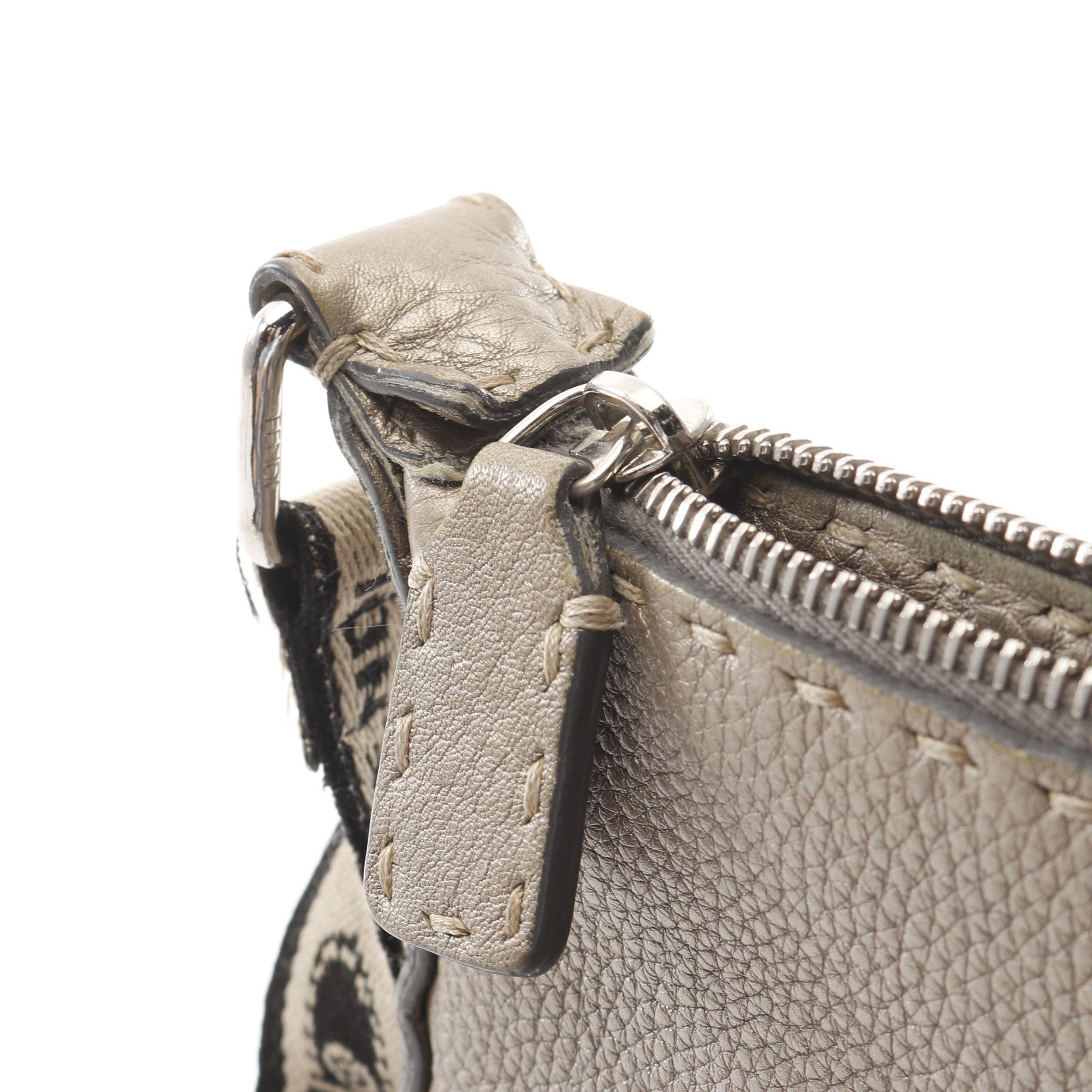 Fendi Fendi Selleria Shoulder Bag Leather Gray Beige Metallic Size ONE SIZE - 8 Thumbnail