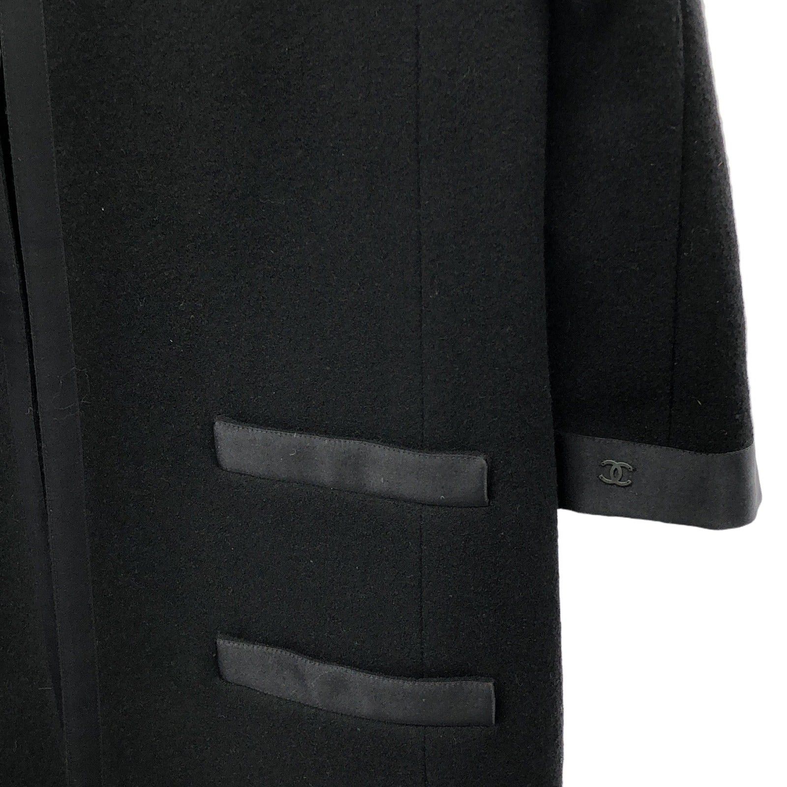 Chanel Chanel Coat Wool Black Size ONE SIZE - 4 Thumbnail