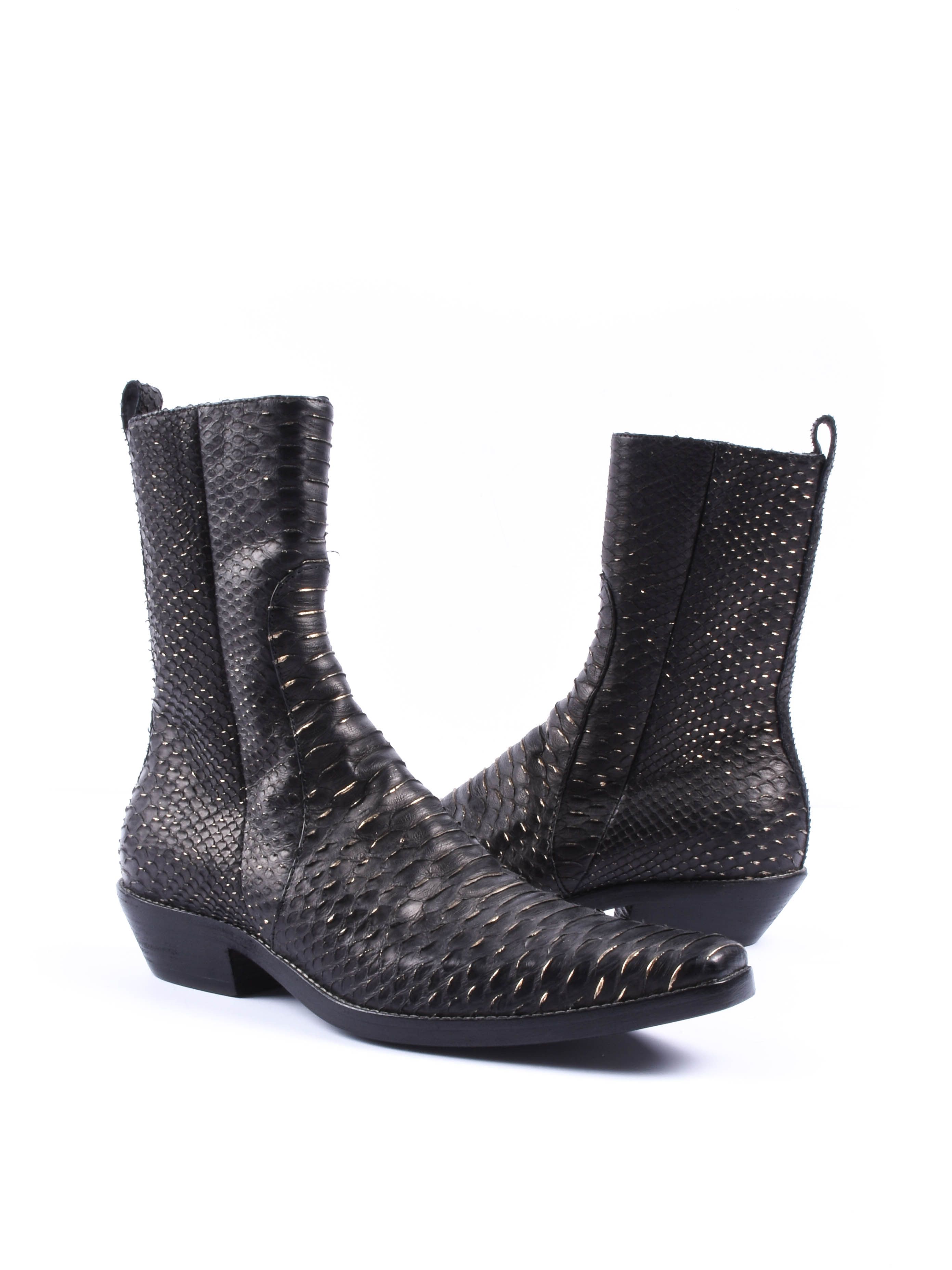 Haider Ackermann FW16 Runway Black Python Cuban Boots | Grailed