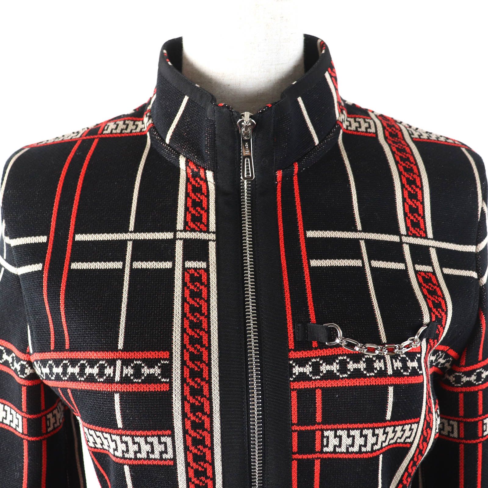 Hermes Hermes Hermes Tartan et Chaines Cotton Rayon Knit Jacket Cotton Outerwear Size ONE SIZE - 5 Thumbnail