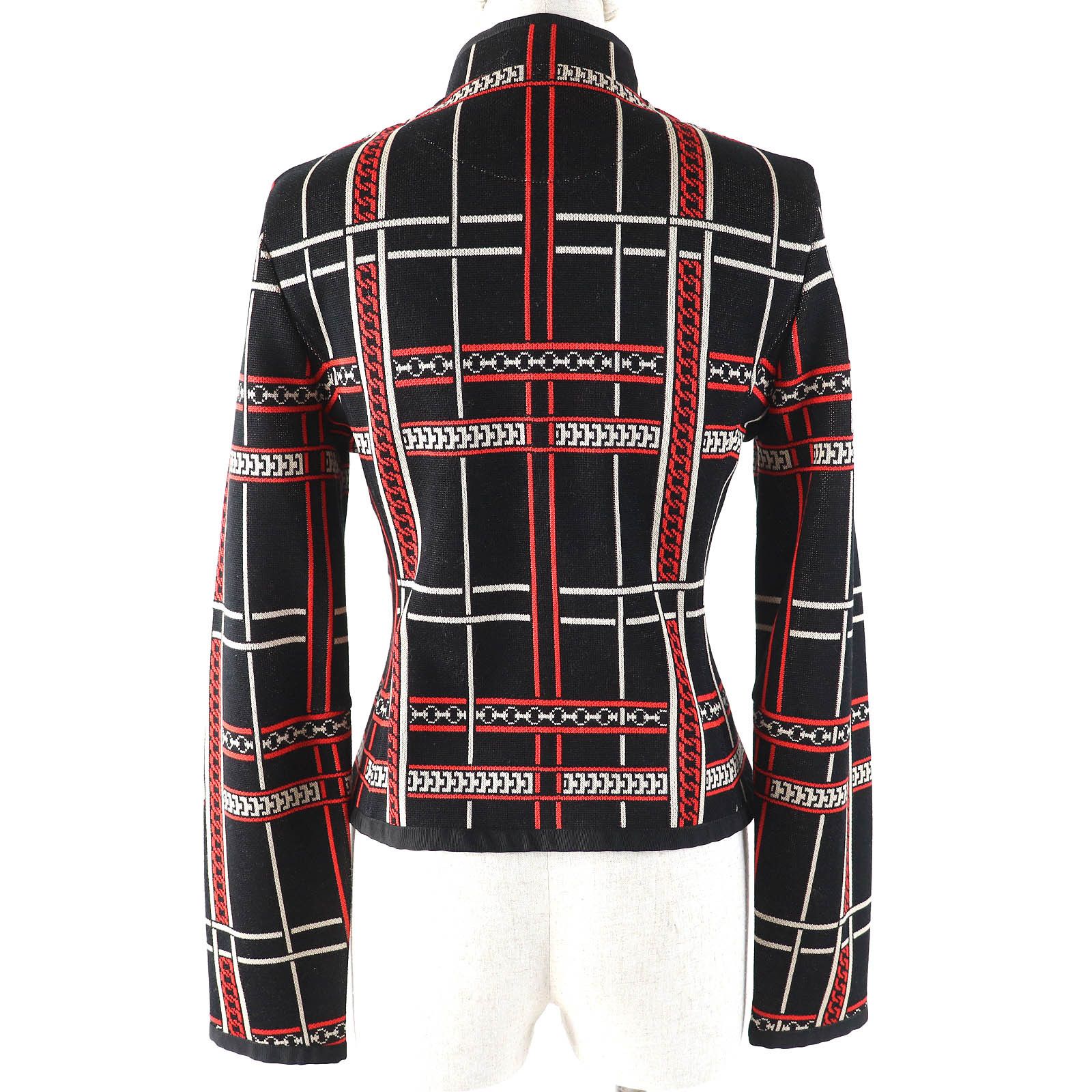 Hermes Hermes Hermes Tartan et Chaines Cotton Rayon Knit Jacket Cotton Outerwear Size ONE SIZE - 3 Thumbnail