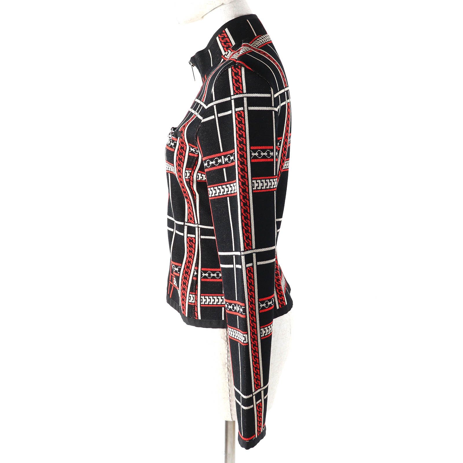 Hermes Hermes Hermes Tartan et Chaines Cotton Rayon Knit Jacket Cotton Outerwear Size ONE SIZE - 2 Thumbnail