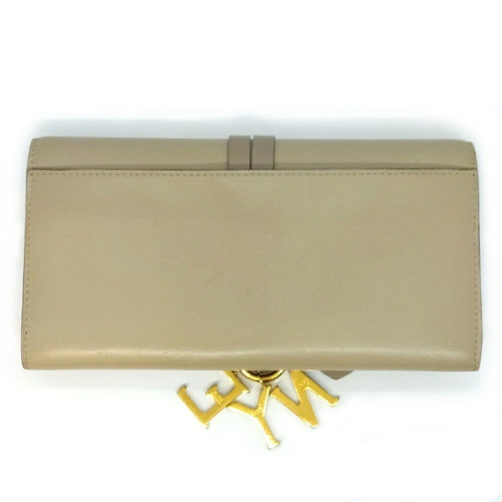 Chloé Chloe Alphabet Wallet Long Leather Shiny Grey