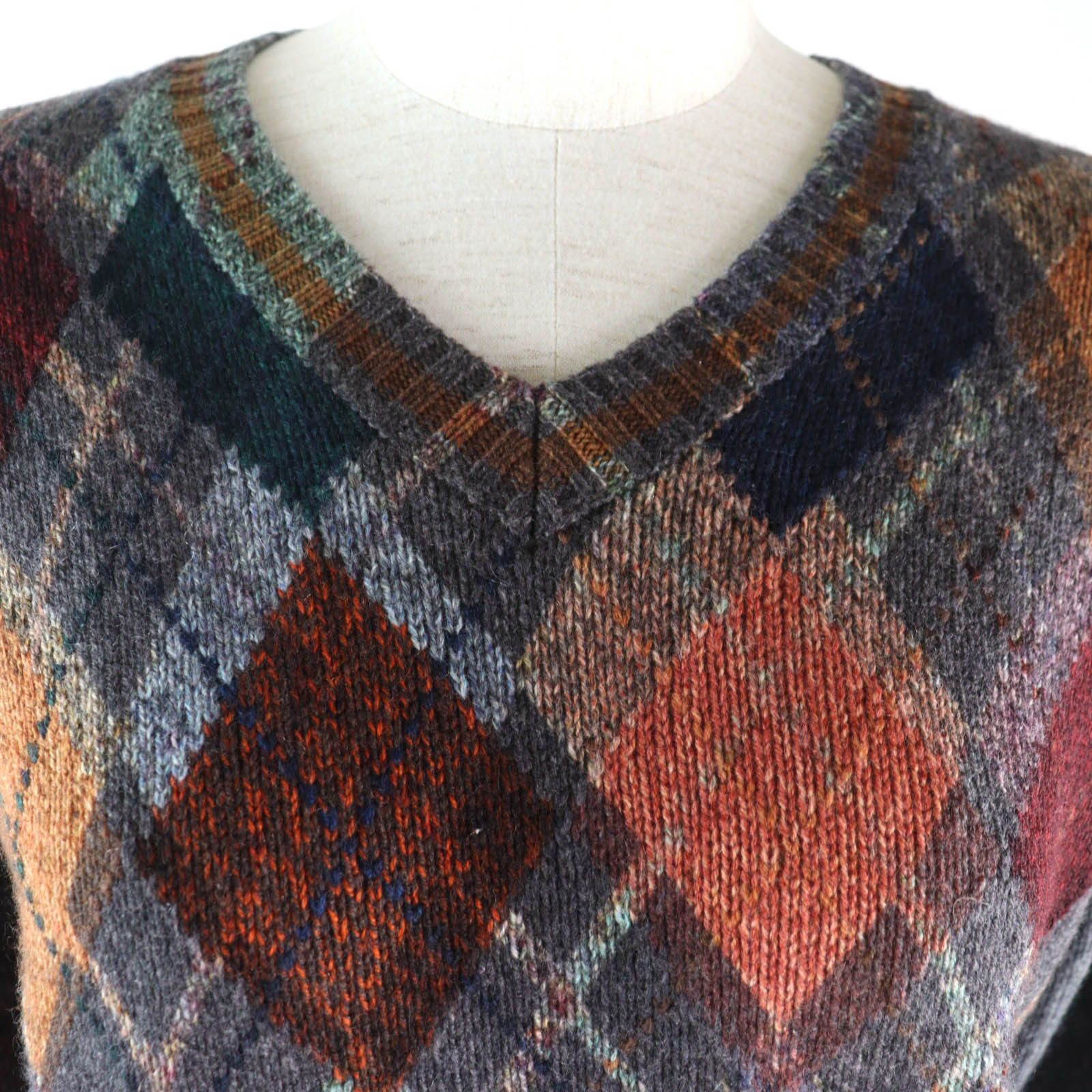 Dior Dior Christian Dior Bee Embroidery Argyle Pattern Cashmere Knit Natural Material Tops DUTY FREE for USA Size ONE SIZE - 4 Thumbnail