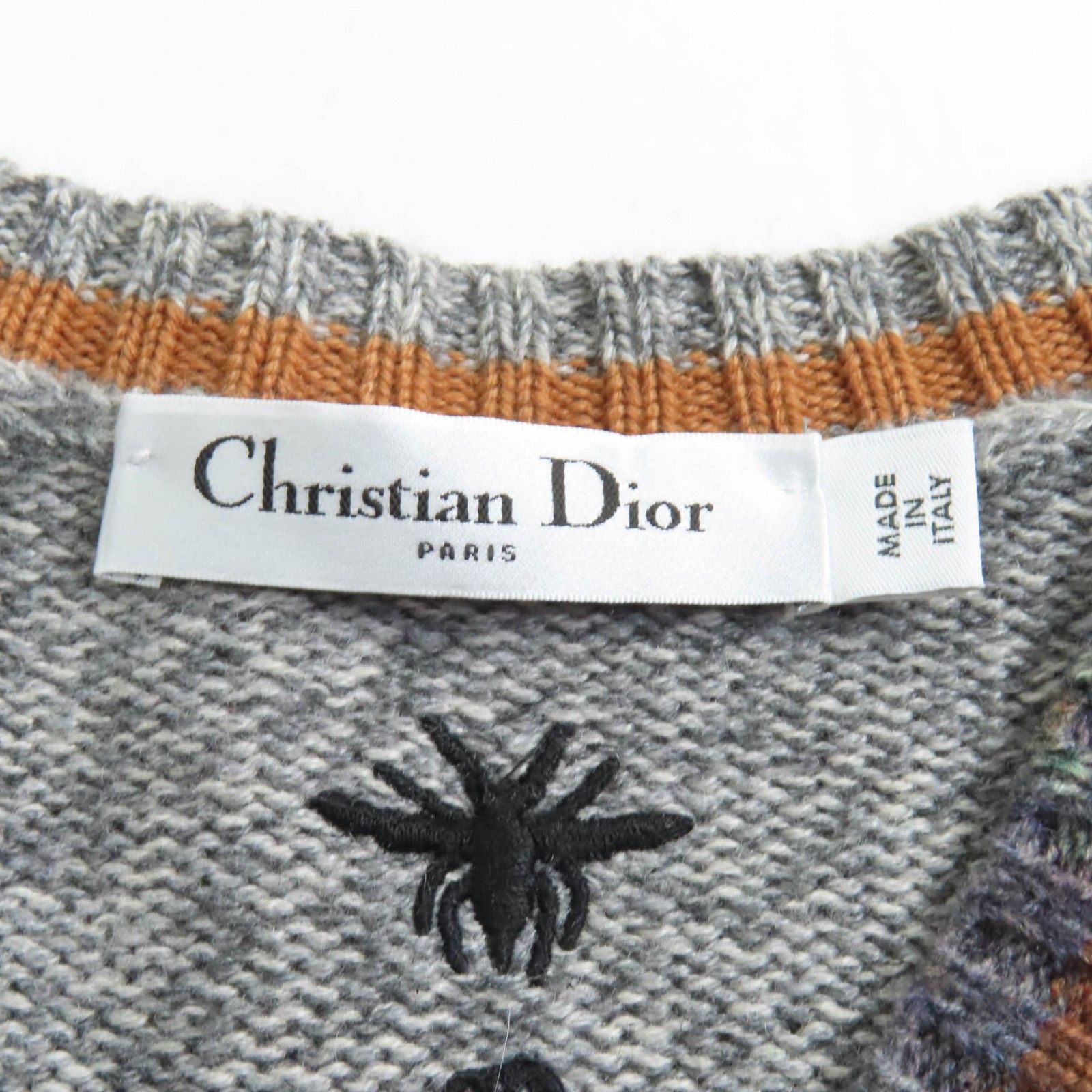 Dior Dior Christian Dior Bee Embroidery Argyle Pattern Cashmere Knit Natural Material Tops DUTY FREE for USA Size ONE SIZE - 6 Thumbnail