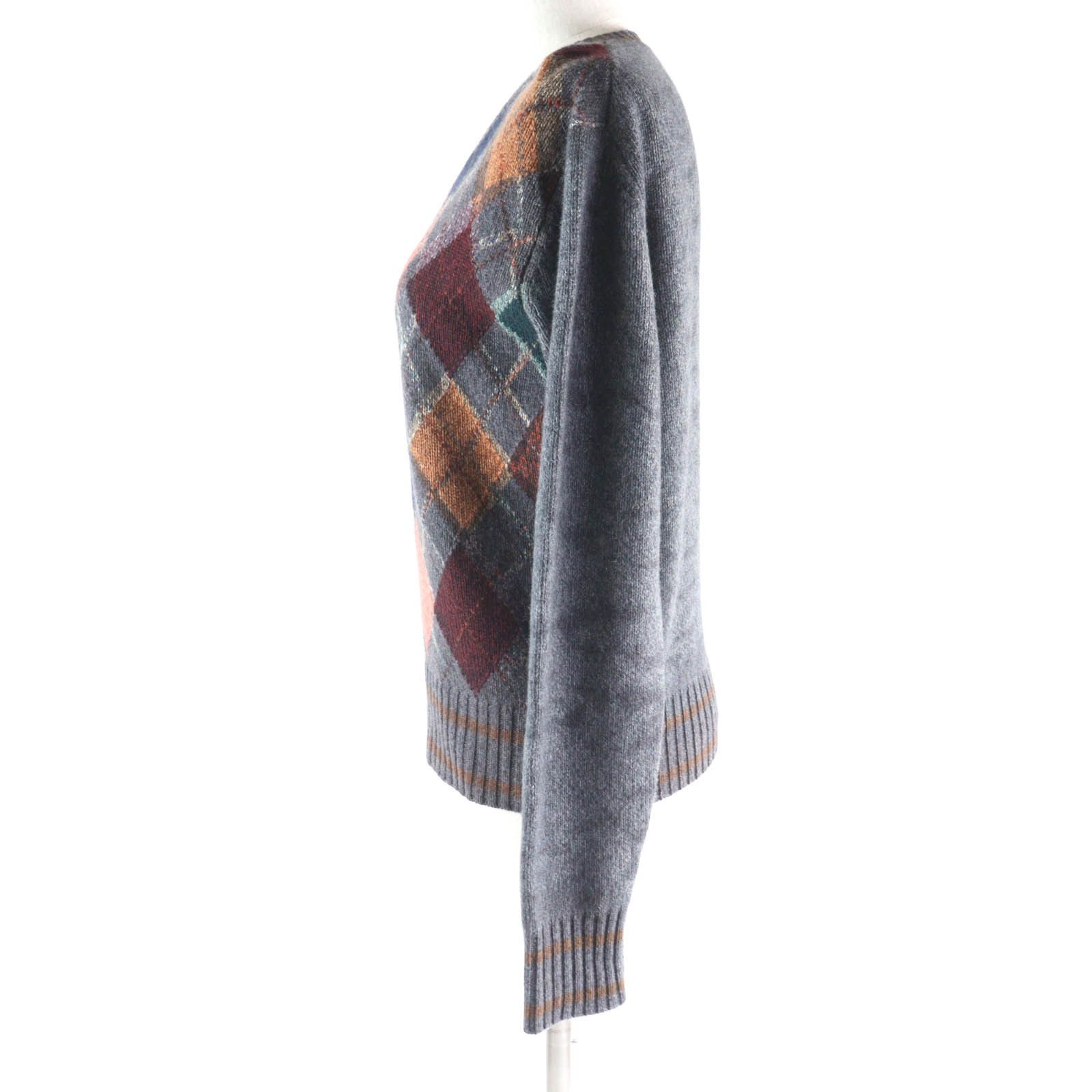 Dior Dior Christian Dior Bee Embroidery Argyle Pattern Cashmere Knit Natural Material Tops DUTY FREE for USA Size ONE SIZE - 2 Thumbnail