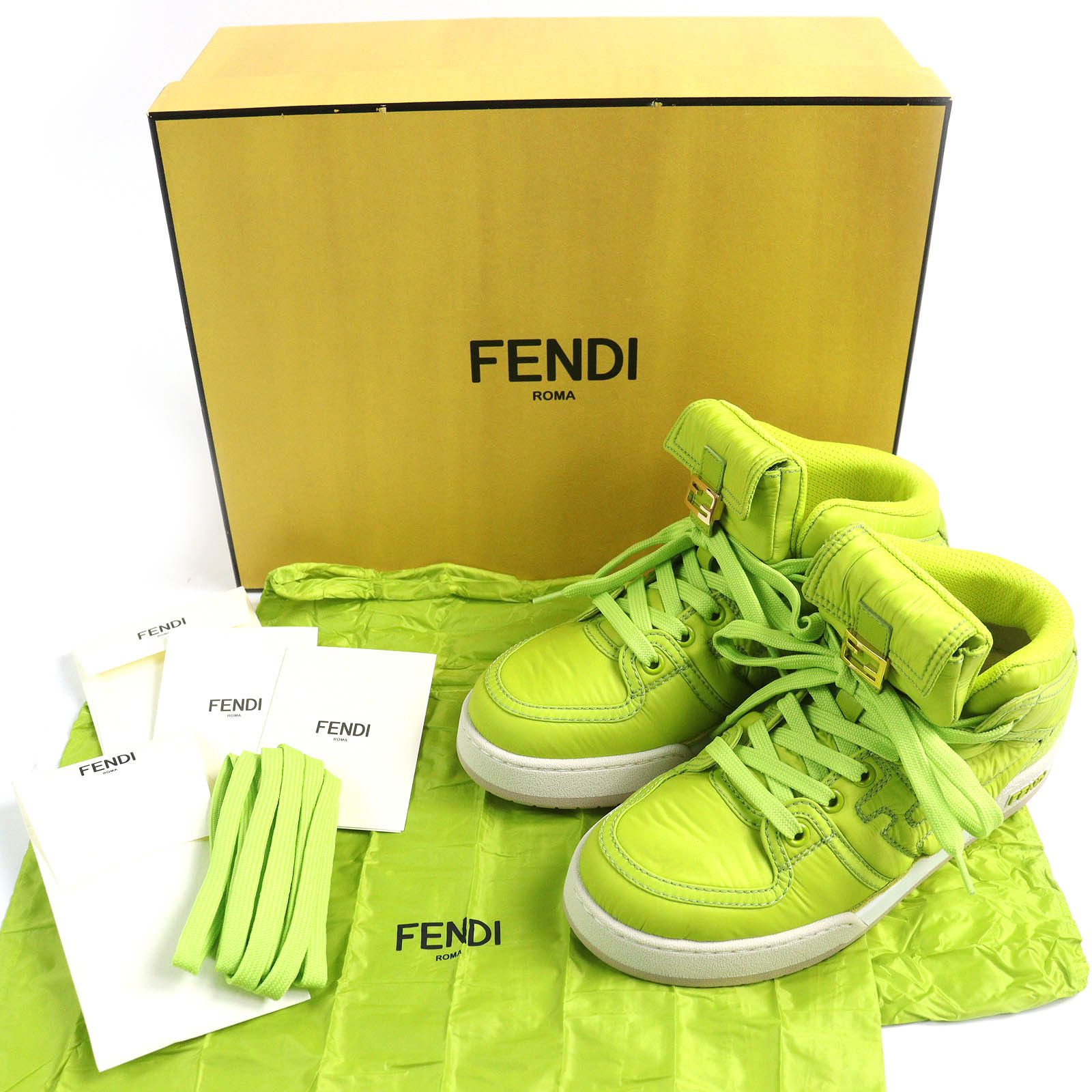 Fendi Fendi Fendi Baguette pocket Nylon Leather High Cut Sneakers Leather Shoes 8E8380 DUTY FREE for USA Size ONE SIZE - 2 Thumbnail