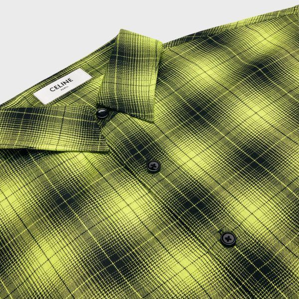 Celine Wool Checks Oversized Shirt in Yellow Black Size US M / EU 48-50 / 2 - 3 Thumbnail