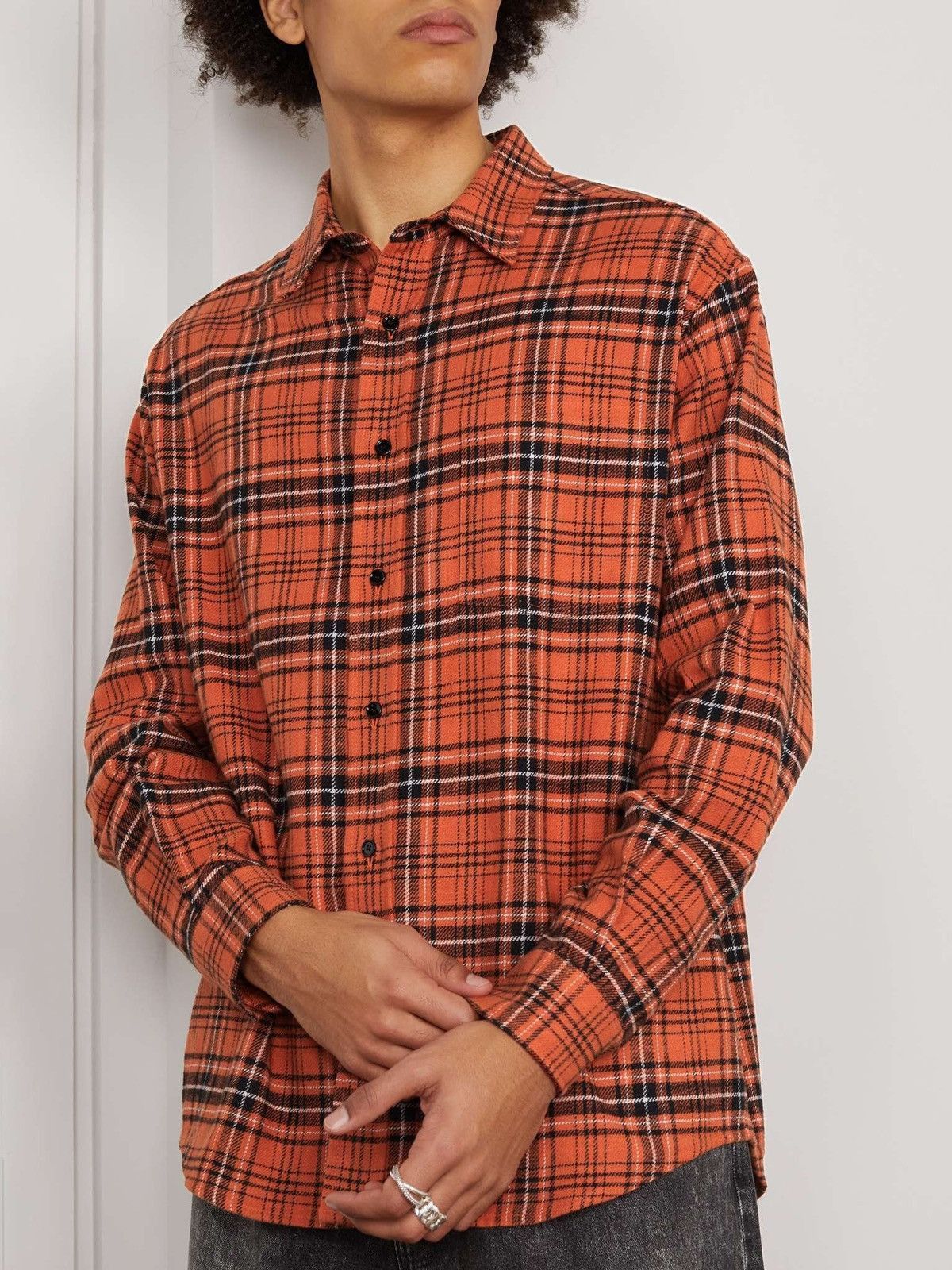 Celine Wool Checks Oversized Shirt in Red Black Size US S / EU 44-46 / 1 - 4 Thumbnail