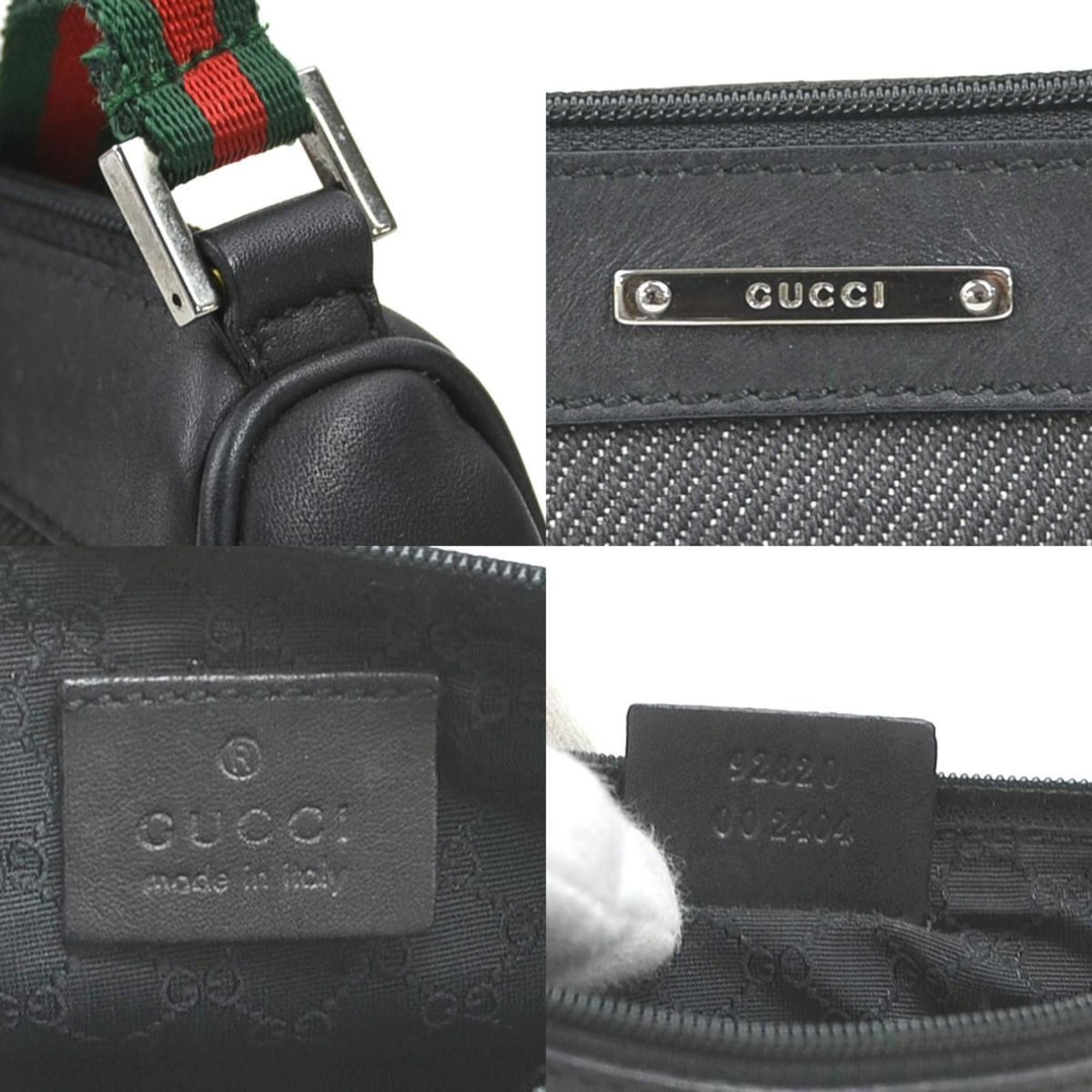 Gucci GUCCI Handbag Sherry Line Leather Canvas Black Women's 92820 R10510N Size ONE SIZE - 5 Thumbnail