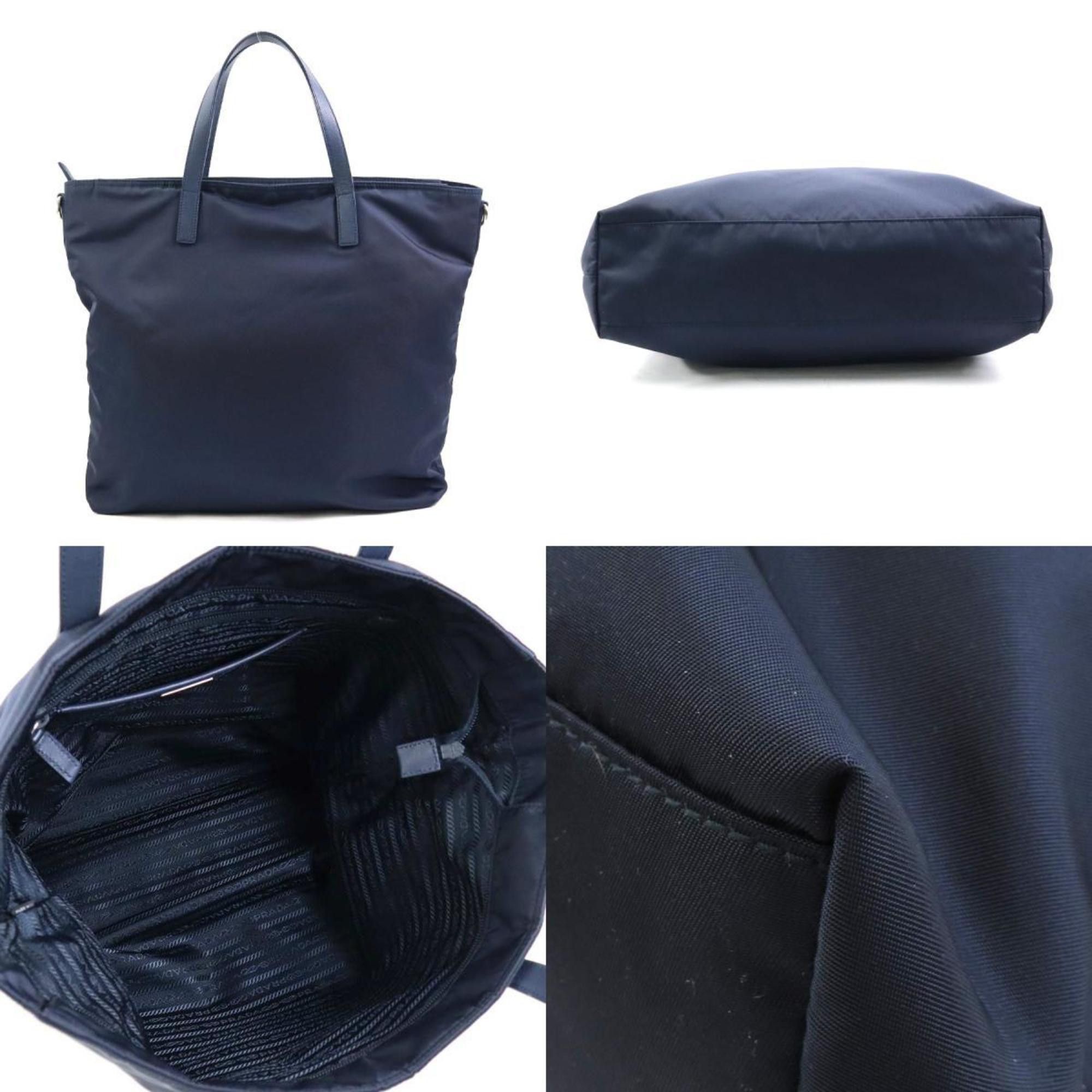 Prada PRADA handbag shoulder bag nylon leather navy men women 90080g Size ONE SIZE - 3 Thumbnail