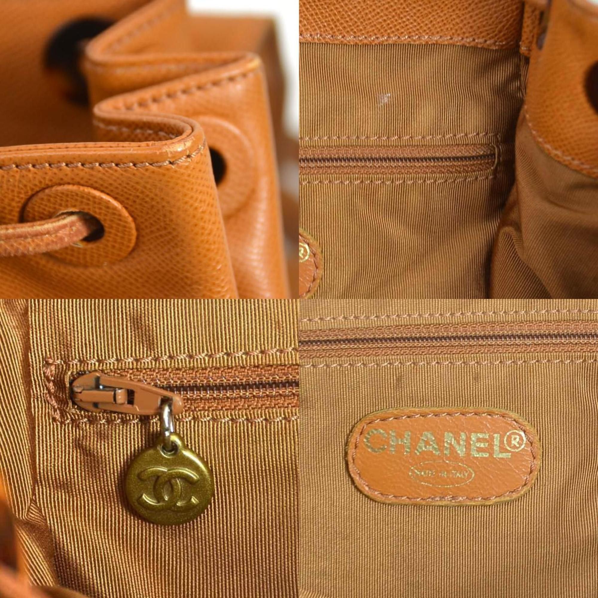 Chanel CHANEL Coco Mark Leather Backpack Brown Gold Women's e60276g Size ONE SIZE - 5 Thumbnail