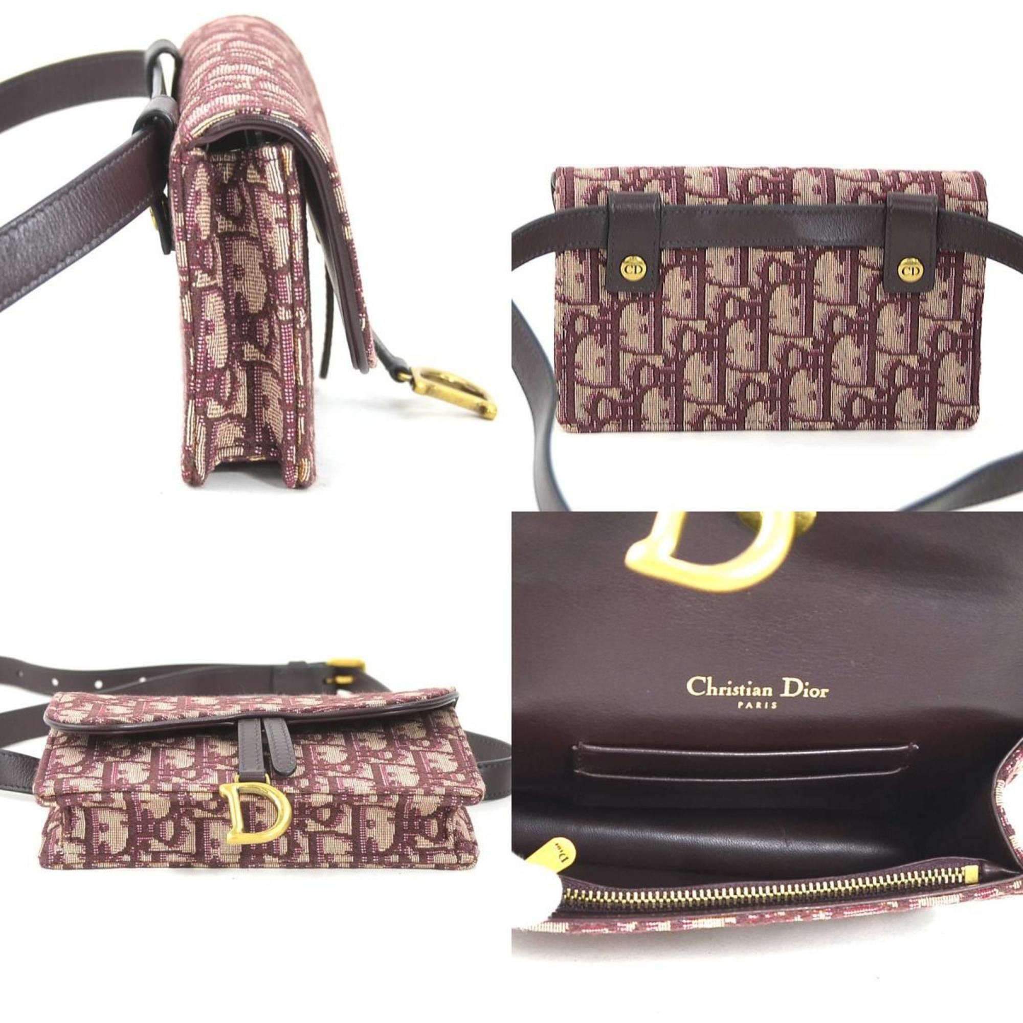 Dior Christian Dior waist bag, belt Trotter canvas, leather, Bordeaux, women's 90091a Size ONE SIZE - 2 Thumbnail