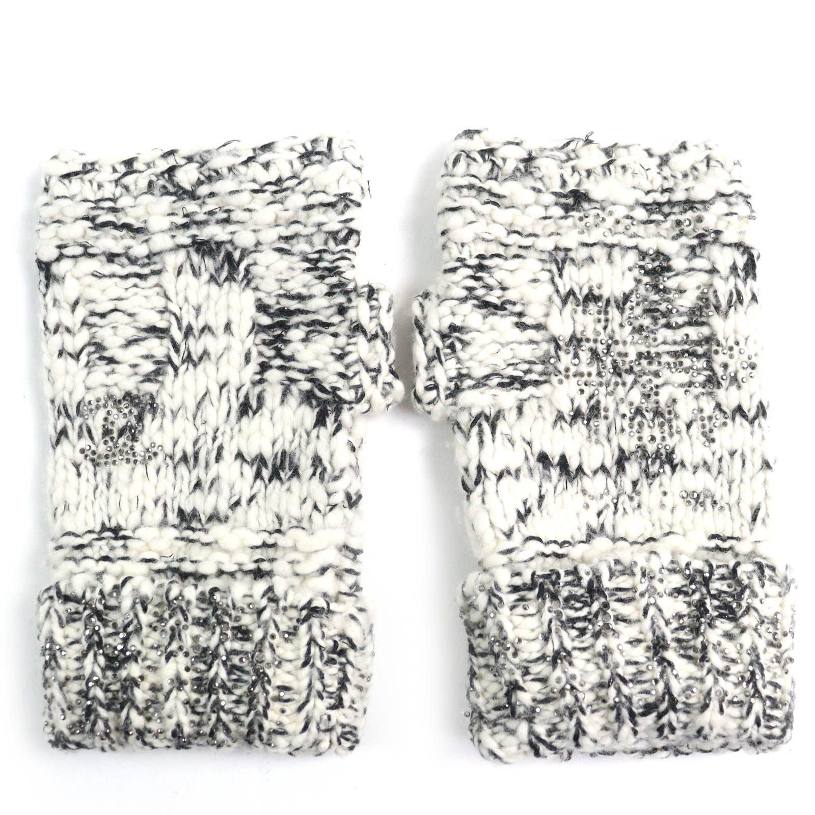 Chanel Chanel Chanel P39194 COCO Mark Rhinestone Wool Cashmere Gloves Cotton Gloves P39194 DUTY FREE for USA Size ONE SIZE - 2 Thumbnail