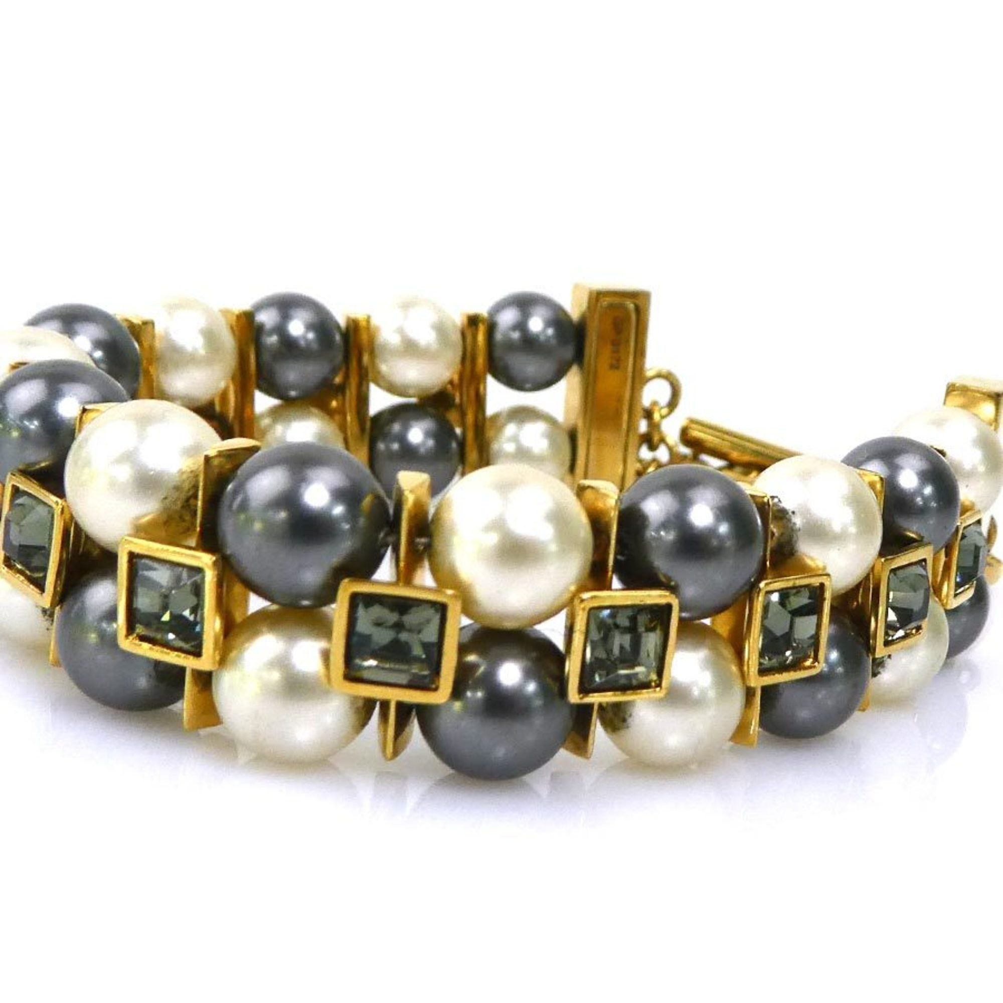 Louis Vuitton Louis Vuitton Bracelet Metal Faux Pearl Gold Off-White Grey Women's e60290i Size ONE SIZE - 3 Thumbnail